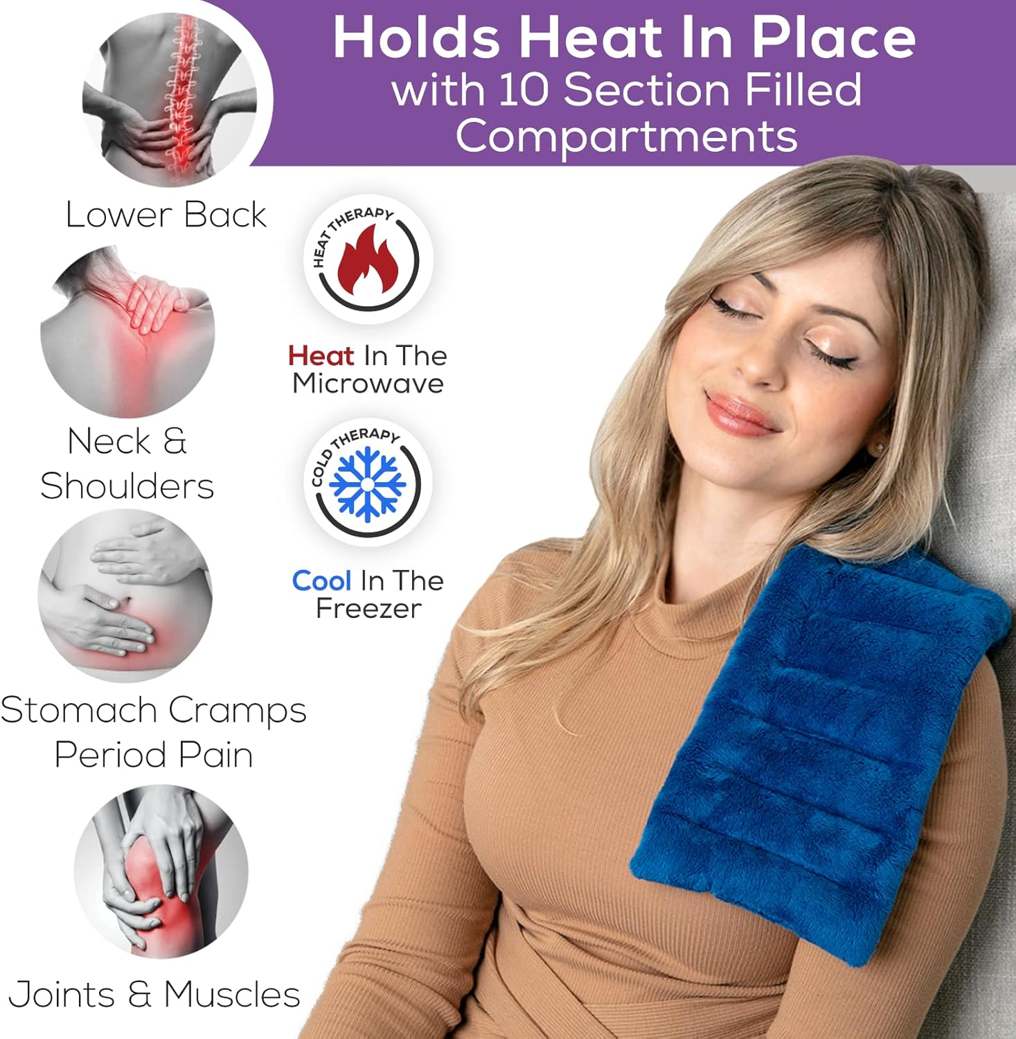 Microwavable Heat Pack for Pain Relief &ndash; Small Wheat Bag Heating Pad &ndash; Reusable Hot Compress for Cramps, Stress Relief & Muscle Relaxation &ndash; Targeted Neck & Shoulder Comfort - Gray image number 3