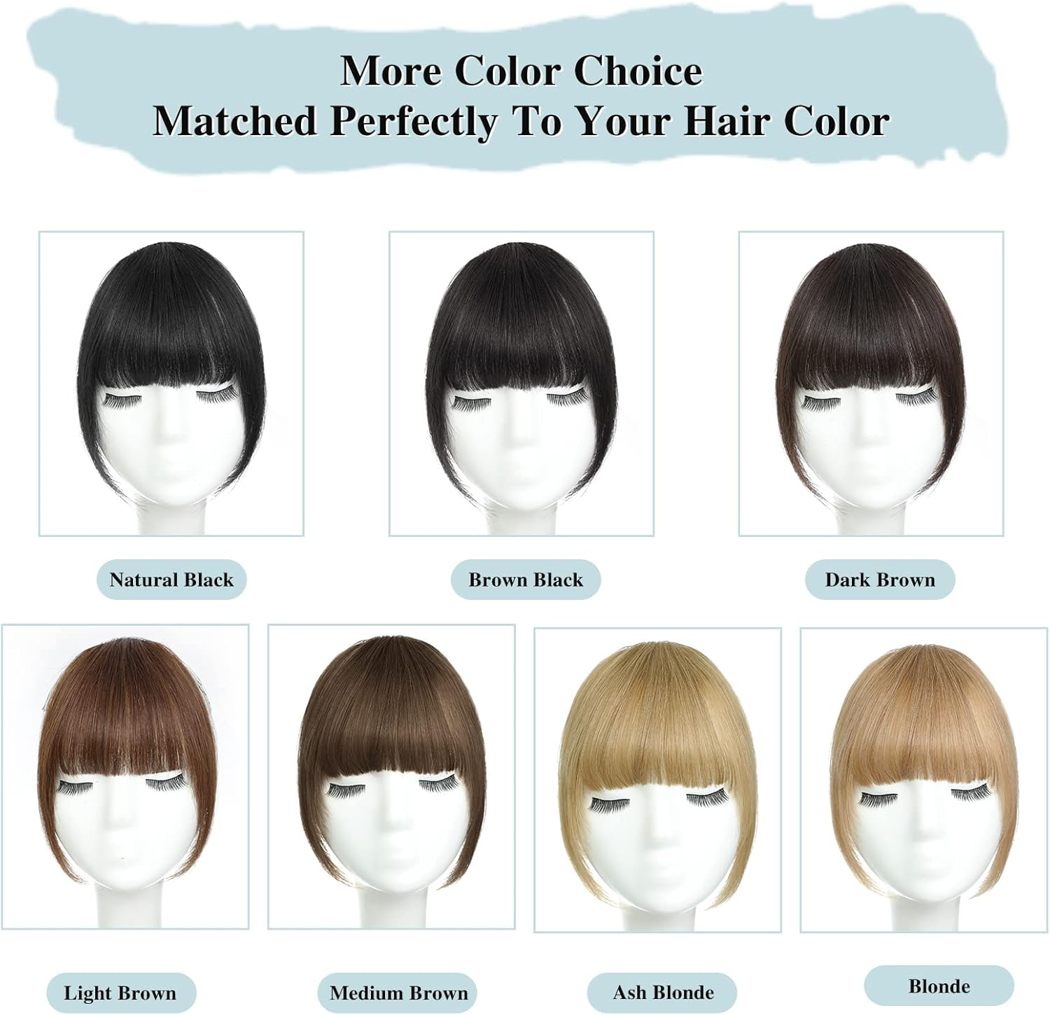 100% Human Hair Clip on Bangs - Natural Black, Real Human Hair, Clip in Bangs for Natural Hair image number 2