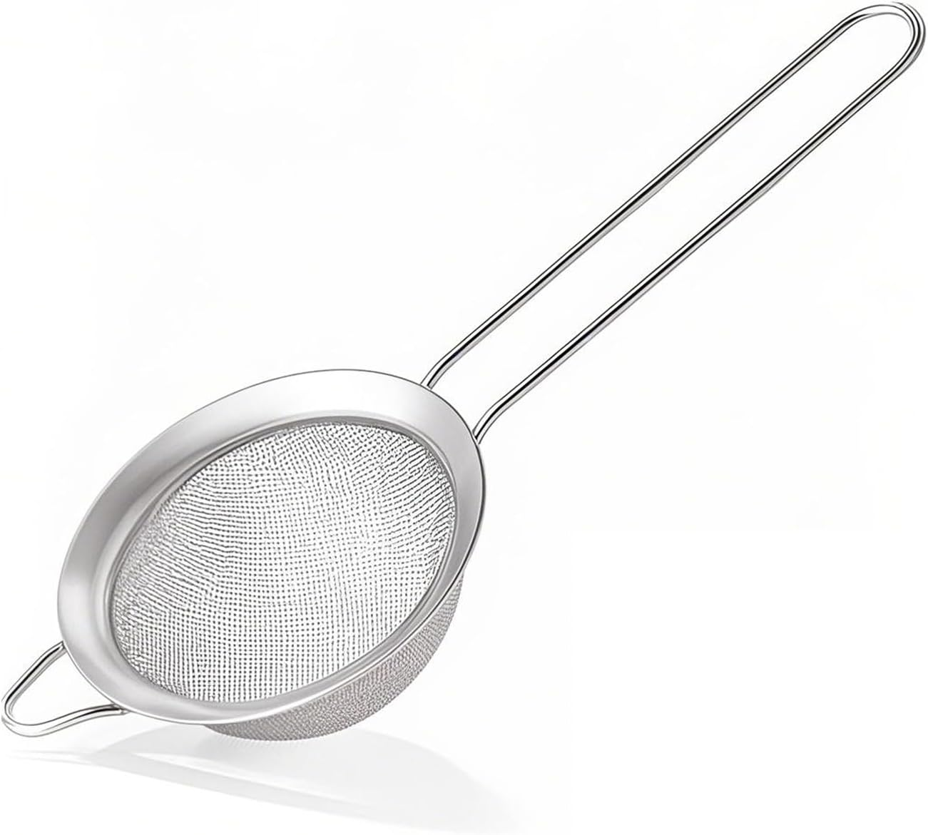 Loimon Stainless Steel Fine Mesh Strainer Sieve for Kitchen & Cocktails - 8Cm Filter Screen with 26Cm Ergonomic Handle | Coffee Tea Juice Filter | Dishwasher Safe & Rustproof (Silver)