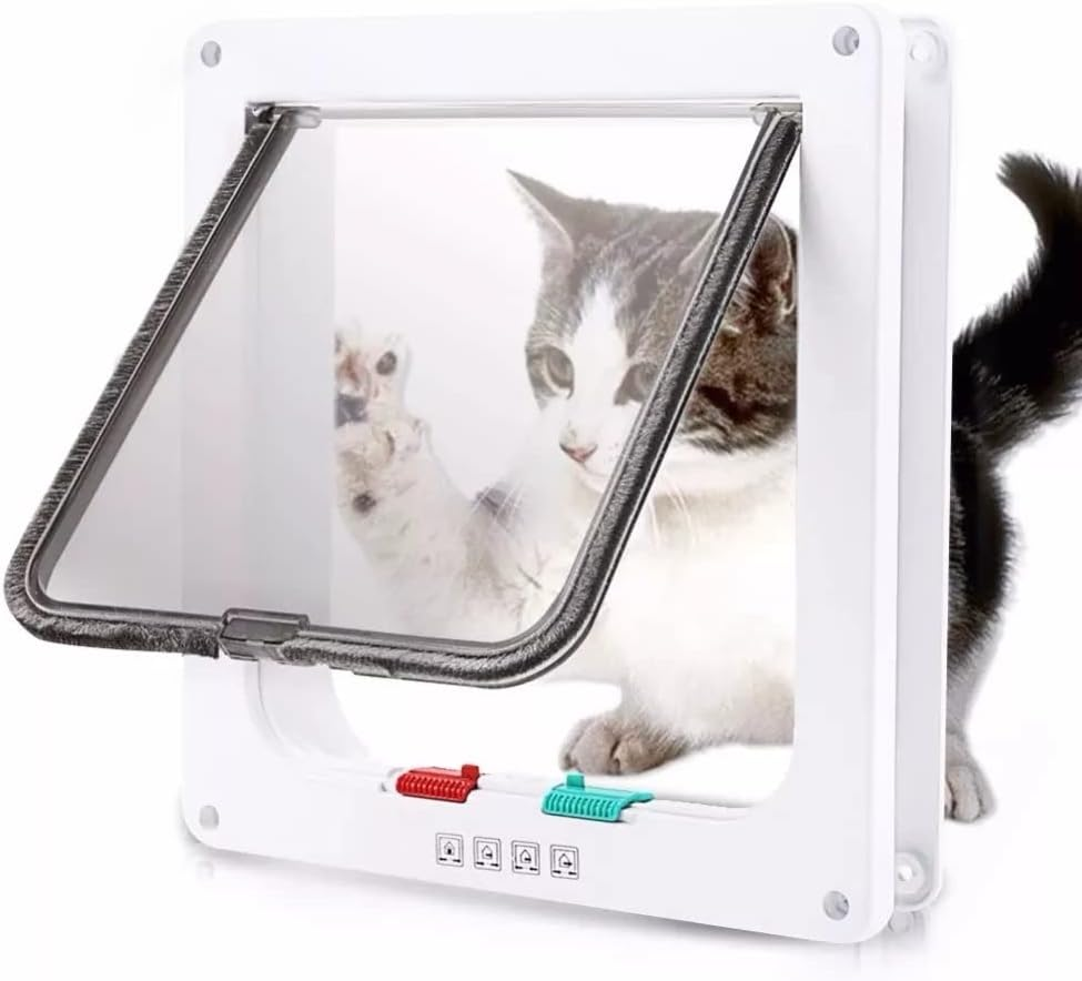 Cat Door, Cat Flap, Inner Door, Cat Flap for Fly Screen, Magnetic Pet Door with 4-Way Screw Closure, Easy to Install with Telescopic Frame, M 19 X 19.7 X 5.3 Cm image number 6