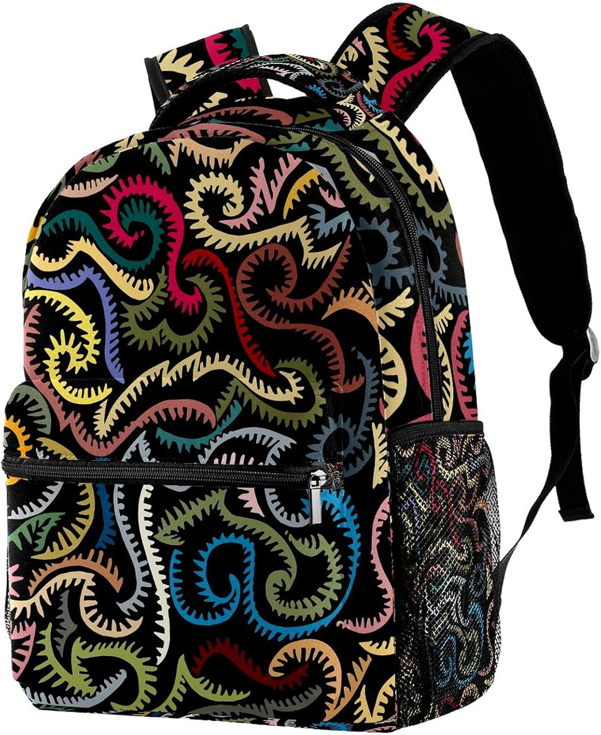 Convoluted Lines Texture Backpack Students Shoulder Bags Travel Bag College School Tote Backpacks image number 3