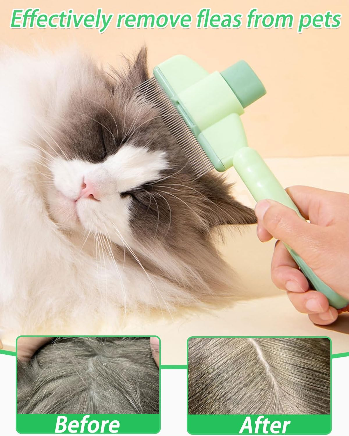 2 X Fur Shine Brush, Self-Cleaning Cat Brush, Massaging and Detangling Tangles and Hair, Fur Shine Brush, Suitable for Long and Short Haired Dogs, Cats and Pets image number 1
