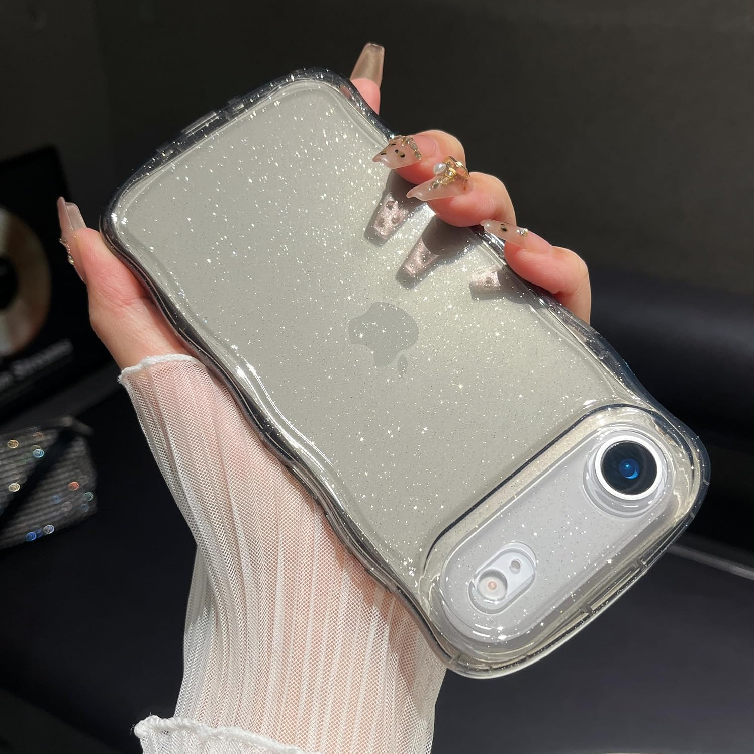 ZTOFERA for Iphone 16 Pro Case, Compatible with Magsafe,Clear Cute Sparkly Bling Glitter Curly Wavy Frame for Women Girls Men,Phone Case for Iphone 16 Pro, Purple