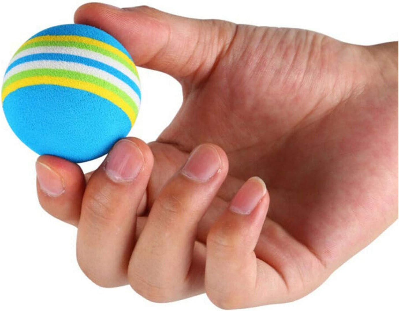 VOVIGGOL 12 Pack 2 Color Rainbow Cat Toy Balls Soft EVA Foam Interactive Indoor Kittens Favorite Toys 1.38" Dia. Small Dogs Puppies Toy Balls Bulk Activity Chase Quiet Play Sponge Ball