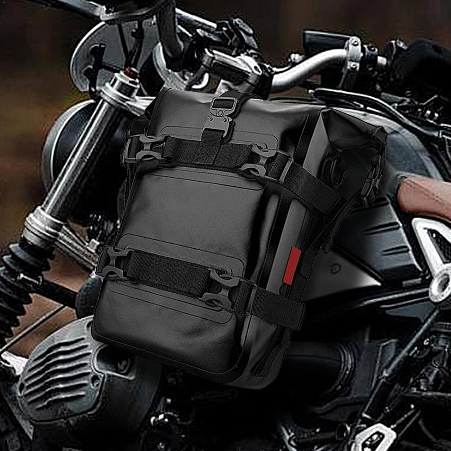 Bar Bag Motorcycle, Motorbike Crash Bar Frame Bag, Waterproof Bar Bag, Motorbike Panniers Crash Bar Frame Bag, Waterproof Motor Side Bags for Sunglasses, Gloves, and Gear