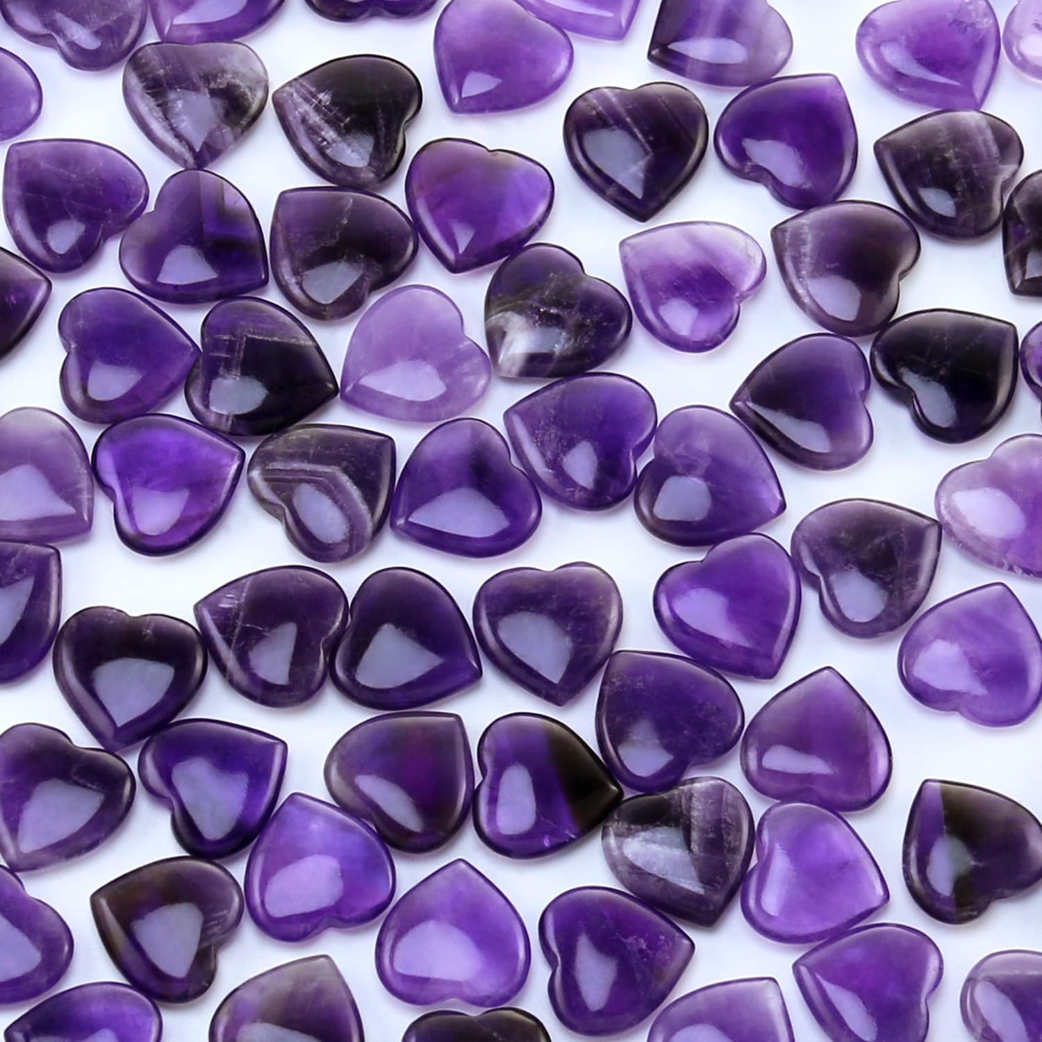 Tumbled Polished Natural Amethyst Stones and Crystals Heart Stones, Crystals and Healing Stones Quartz Bulk for Wicca, Reiki, Healing Energy, Chakra Stones, Witchcraft Supplies(20Pcs)