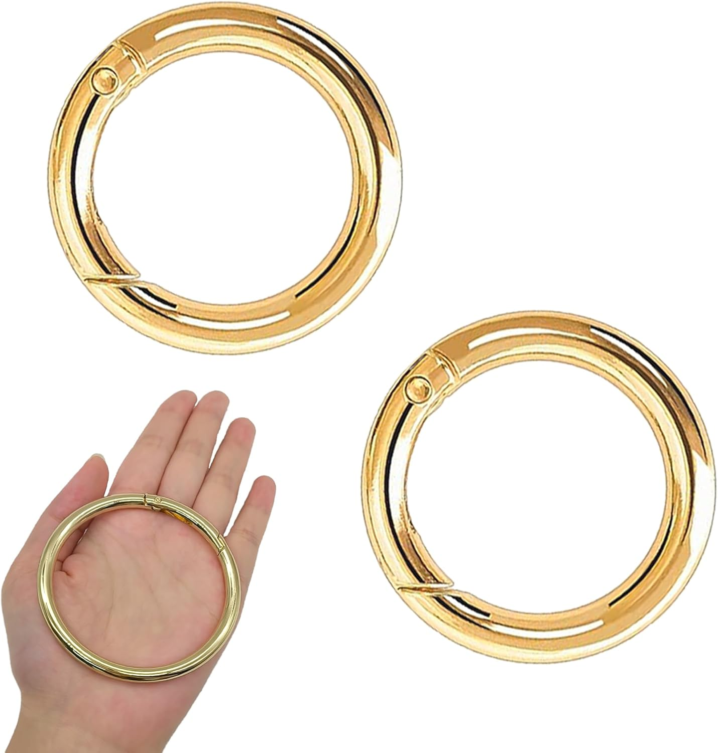 XCSJ Pack of 2 round Carabiner 75 Mm OD 63 Mm ID Very Robust Zinc Alloy round Carabiner Ring Carabiner Hook round Large Carabiner round O Ring for Key Chain, Bag, DIY Crafts Making