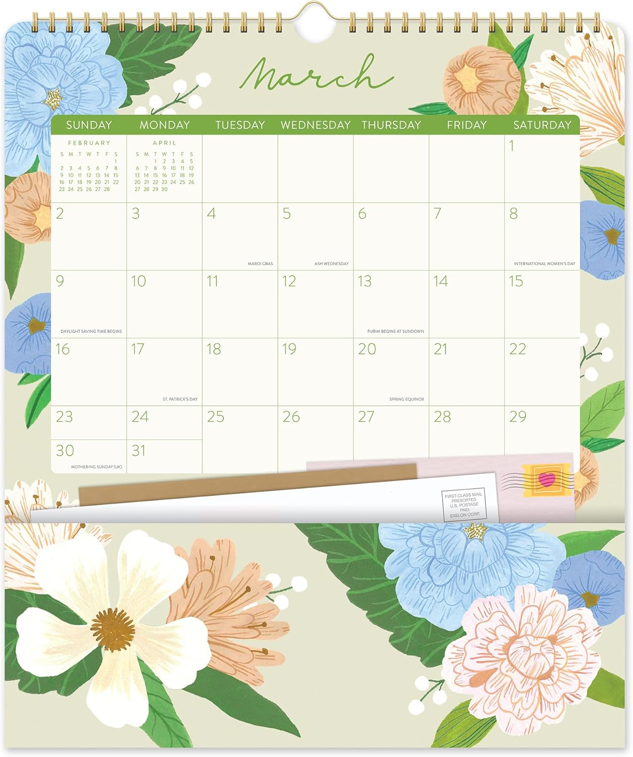 2025 Calendar Bella Flora Pockets plus Wall Orange Circle Studio 25150 image number 2