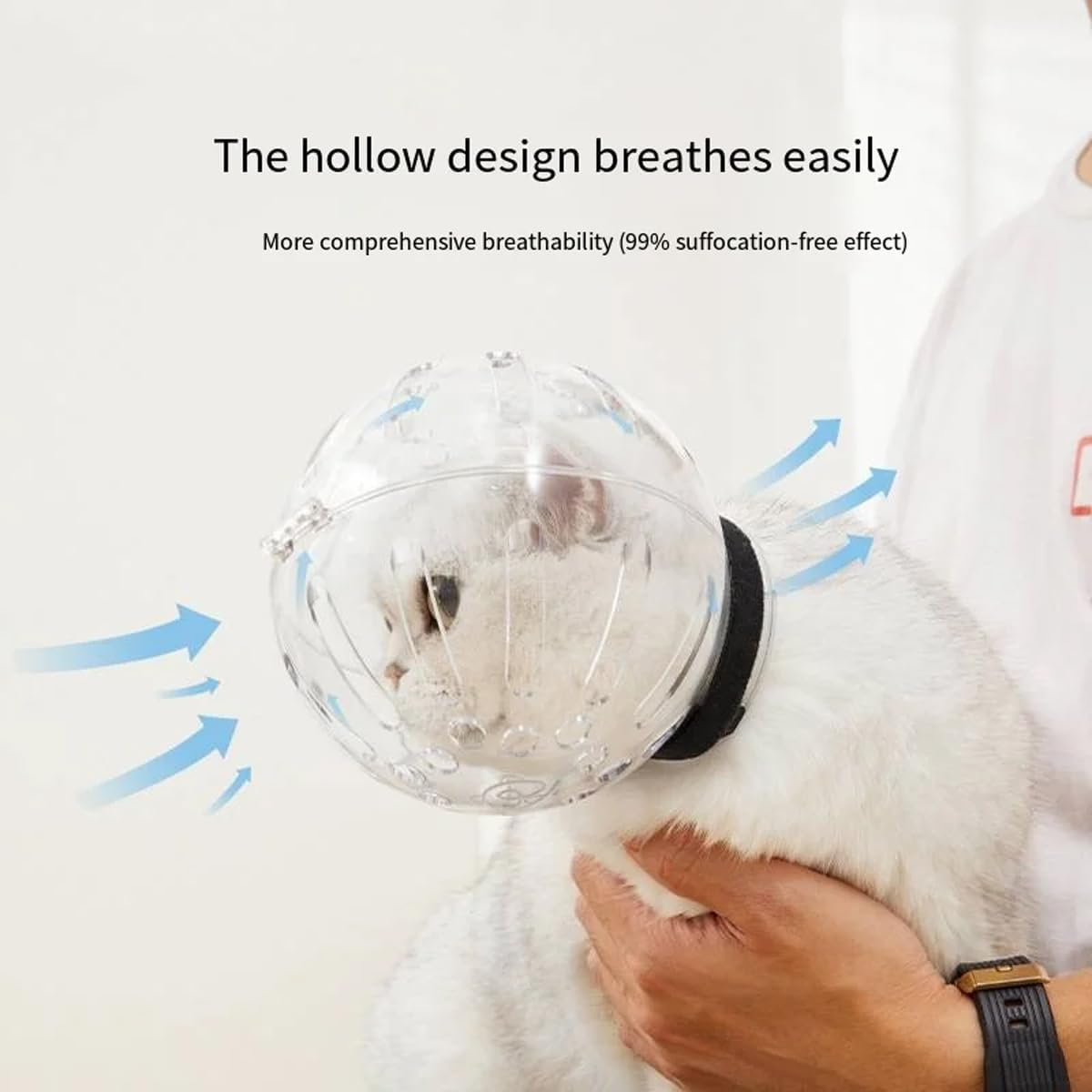 Cat Space Hood Anti-Bite Breathable Headgear Elizabeth Collar for Pets - Clear Protective Helmet for Cats and Small Dogs, Lightweight and Comfortable, Multiple image number 4