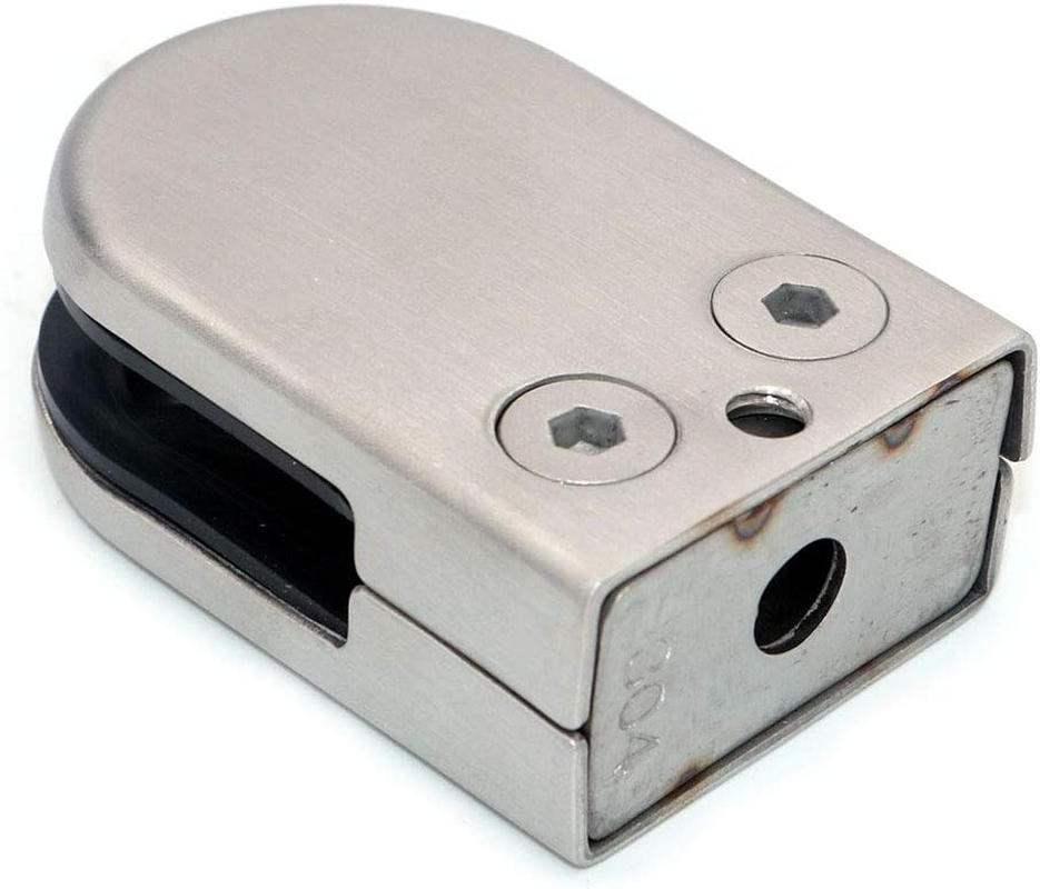 NUZAMAS Set of 8 Glass Clamps Suitable for 10-12Mm Glass Panel, Stainless Steel 304 Made Satin Finish, Adjustable Glass Bracket Flat Back for Balustrade Staircase, Pool Fence image number 1