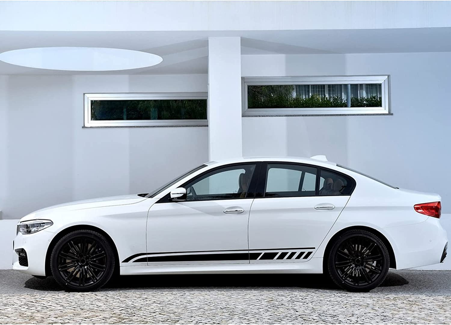 RUIANTE Sports Racing Stripe Stickers for Car Body Door Side Stripe Graphic Vinyl Decals Decoration for All Cars SUV Truck Off-Road Vehicles Universal Stickers Accessories 2Pcs (Black) image number 2