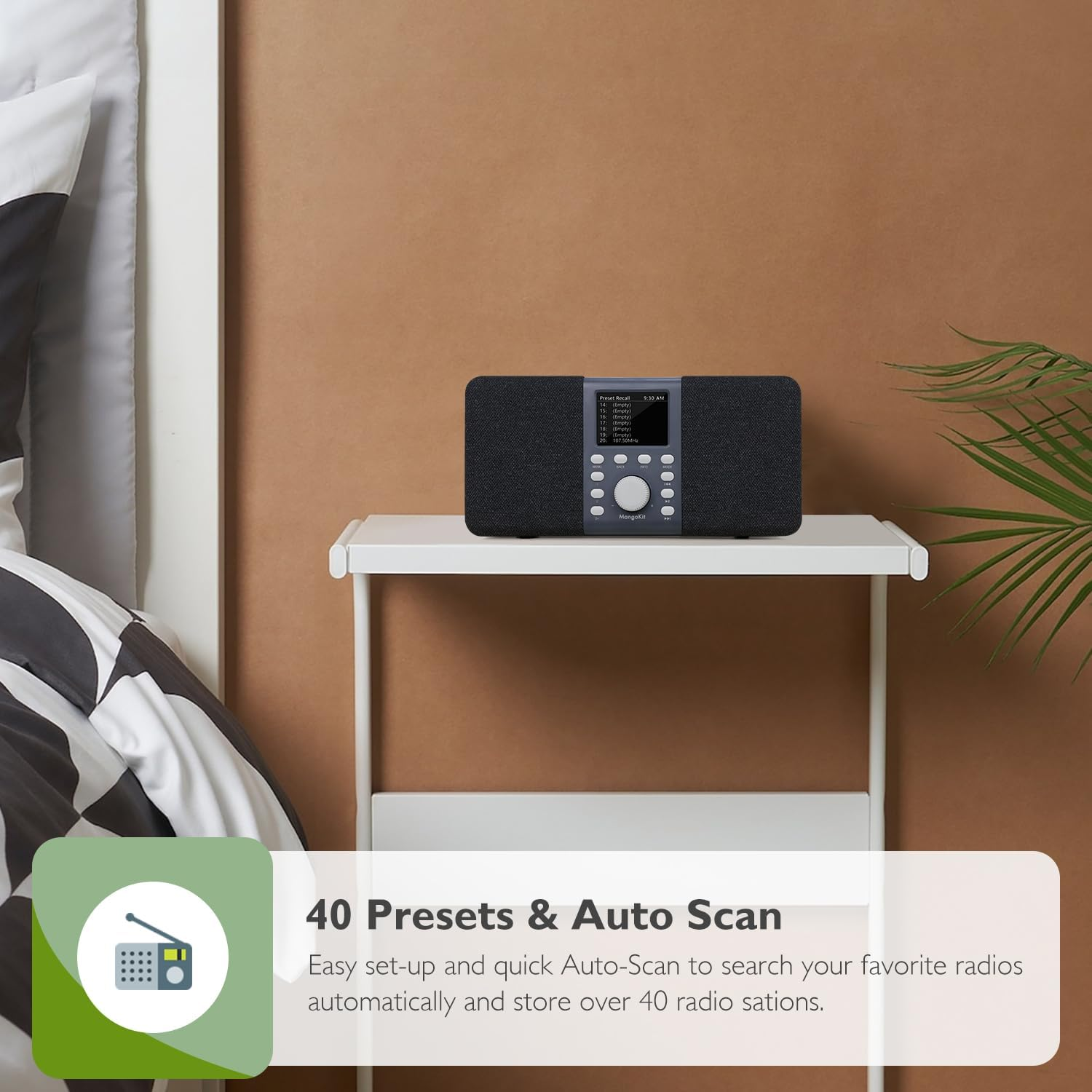 MD5 DAB DAB+ FM Digital Stereo Sound Radio, Portable, 20 Presets Stations, Headphone Port, Wireless Speaker - Dark Grey