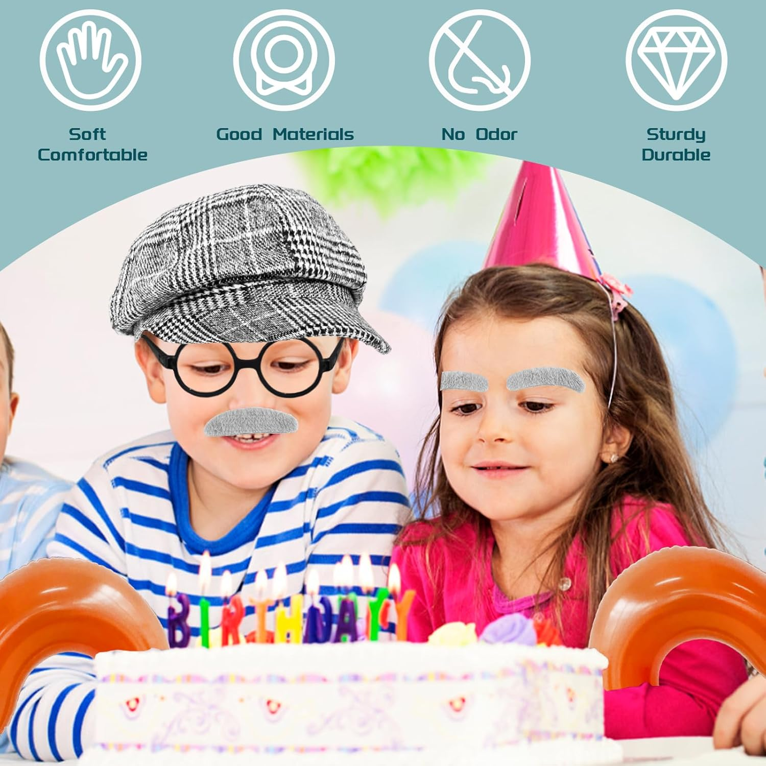 4 PCS 100Th Day of School Costume Old Man Costume,Grandpa Costume Set,Dressing up Old Man Costume Accessories for Kids,Boys,Cosplay Party,Halloween Grey image number 6