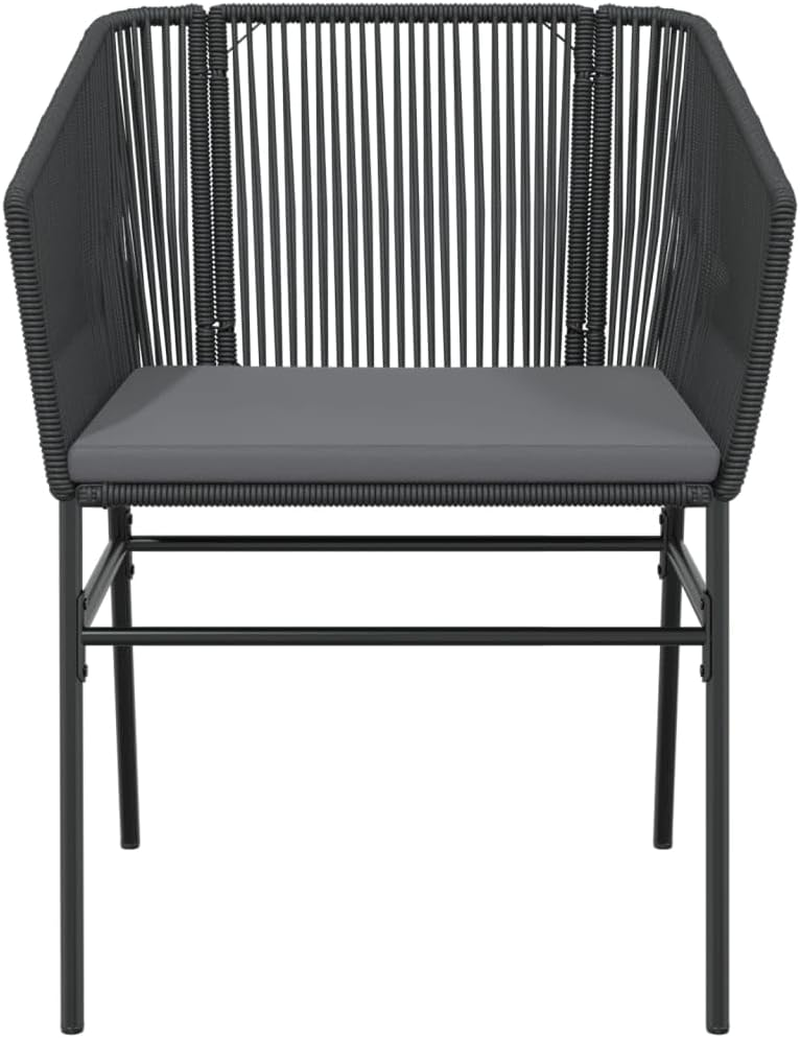 Vidaxl - Garden Dining Armchair Set/Black Poly Rattan Chairs with Cushions - Outdoor Patio Furniture - Weather image number 3