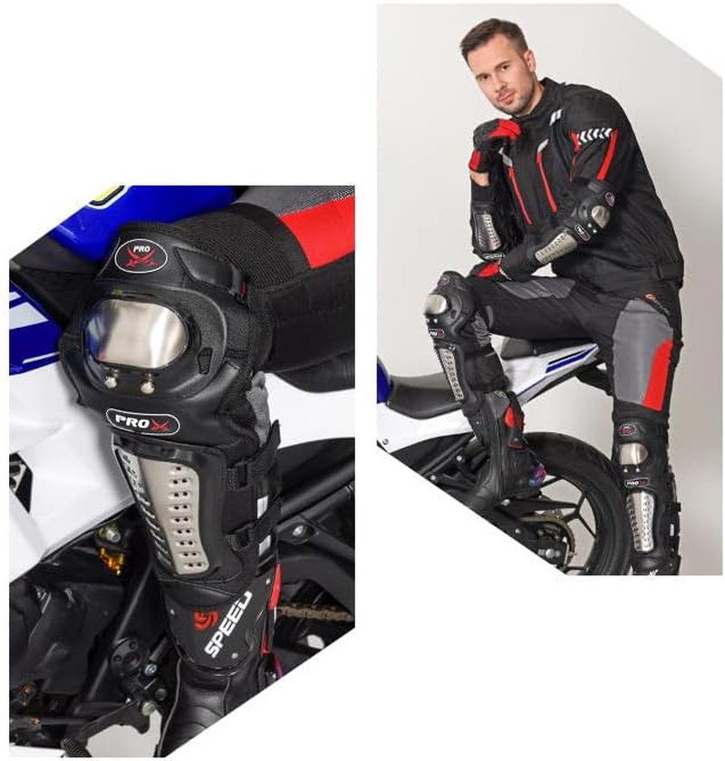 4 PCS Motorcycle Knee Elbow Pads for Adults, Adjustable Guards, Cycling Knee Elbow Protectors with Stainless Steel and Buffer Lining for Motorbike image number 3