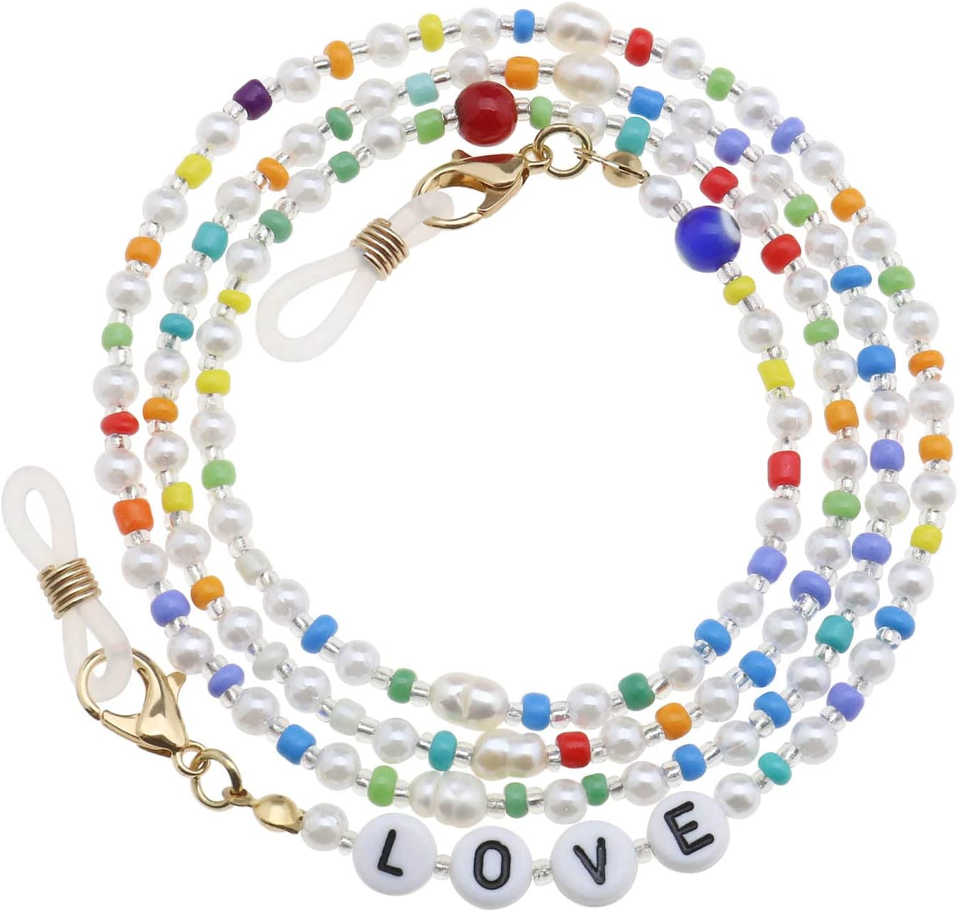 Emsea Colorful Beaded Eyeglass Chain Letter Non-Slip Reading Glasses Holder Strap Spectacles Cord Lanyard Eyewear Sunglasses Retainer for Women Girls image number 2