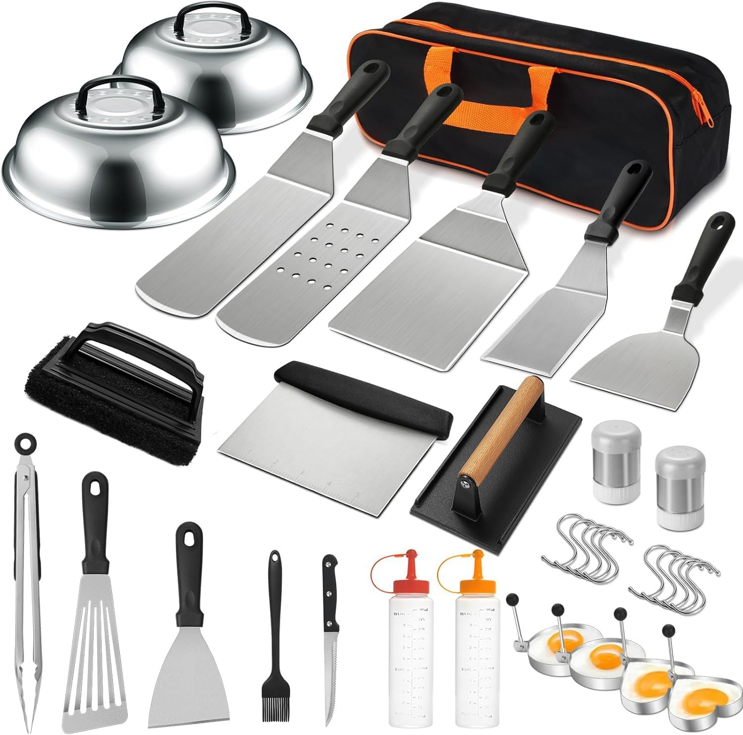 35PCS Griddle Accessories Kit, Flat Top Grill Accessories Set for Blackstone and Camp Chef, Grill Spatula Set with Enlarged Spatulas, Basting Cover, Scraper Tools for Outdoor Backyard Garden Barbecue image number 6