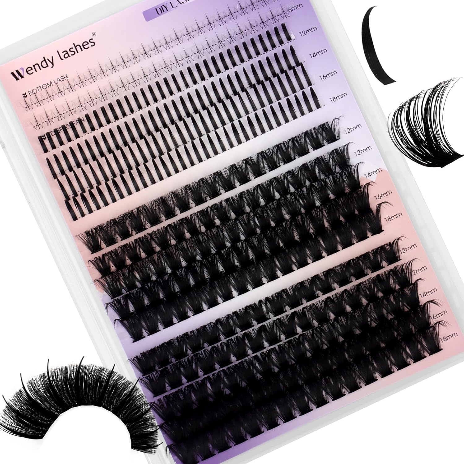 WENDY Lash Clusters Spikes Eyelash Clusters Bottom Lashes Volume Cluster Eyelash Extensions DIY Manga Cluster Eyelash at Home（Spikes-80D+100D-D-12-18Mm） image number 4