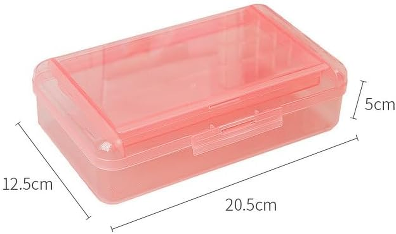 Pencil Case Box, Light Pink Double Layer Large Capacity Plastic Pencil Boxs, Clear Hard Pen Case Snap-Tight Lid,Storage Art Craft Box Marker Offices School Supplies (Pink, One Size)