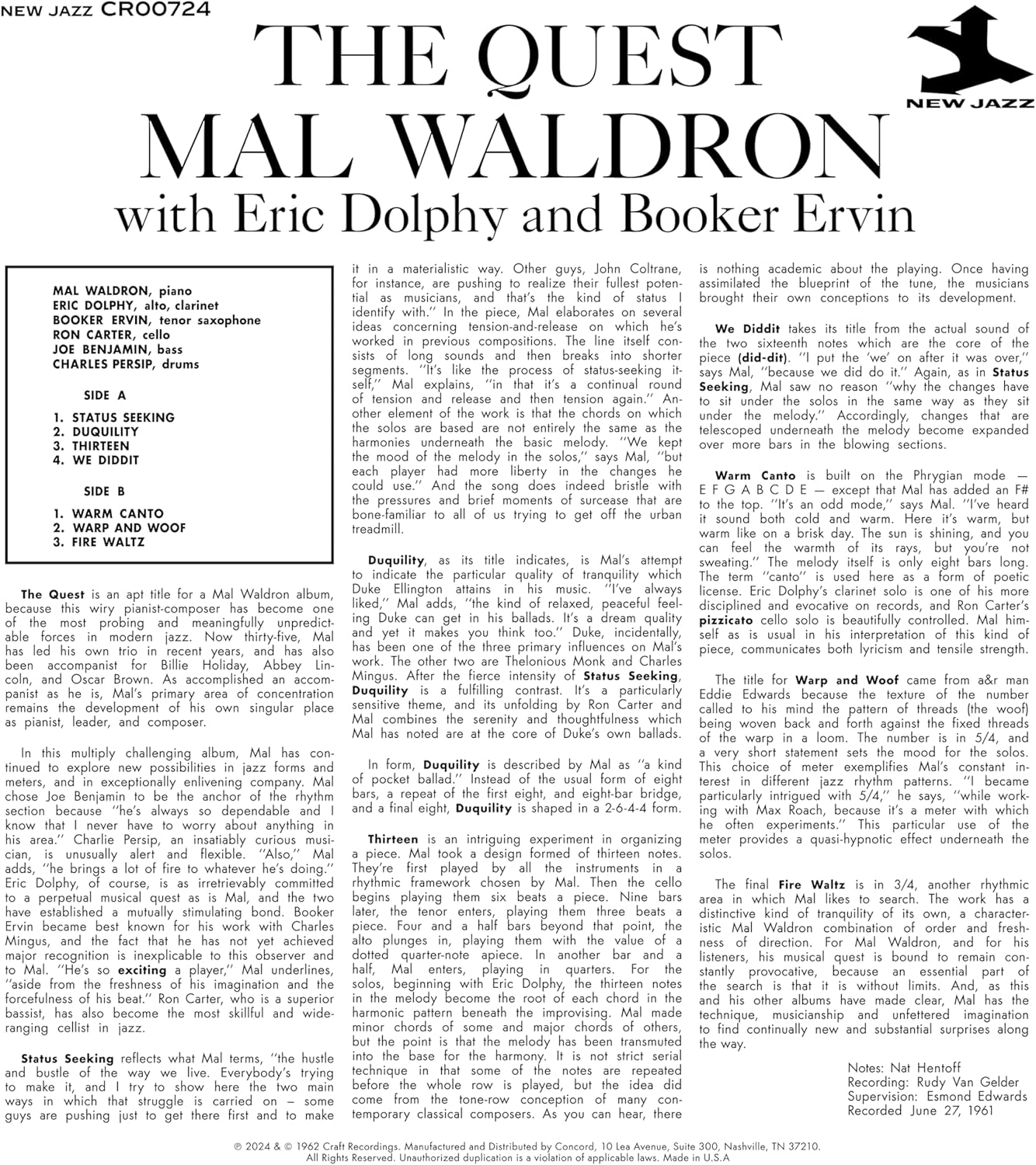 The Quest (Original Jazz Classics Series)