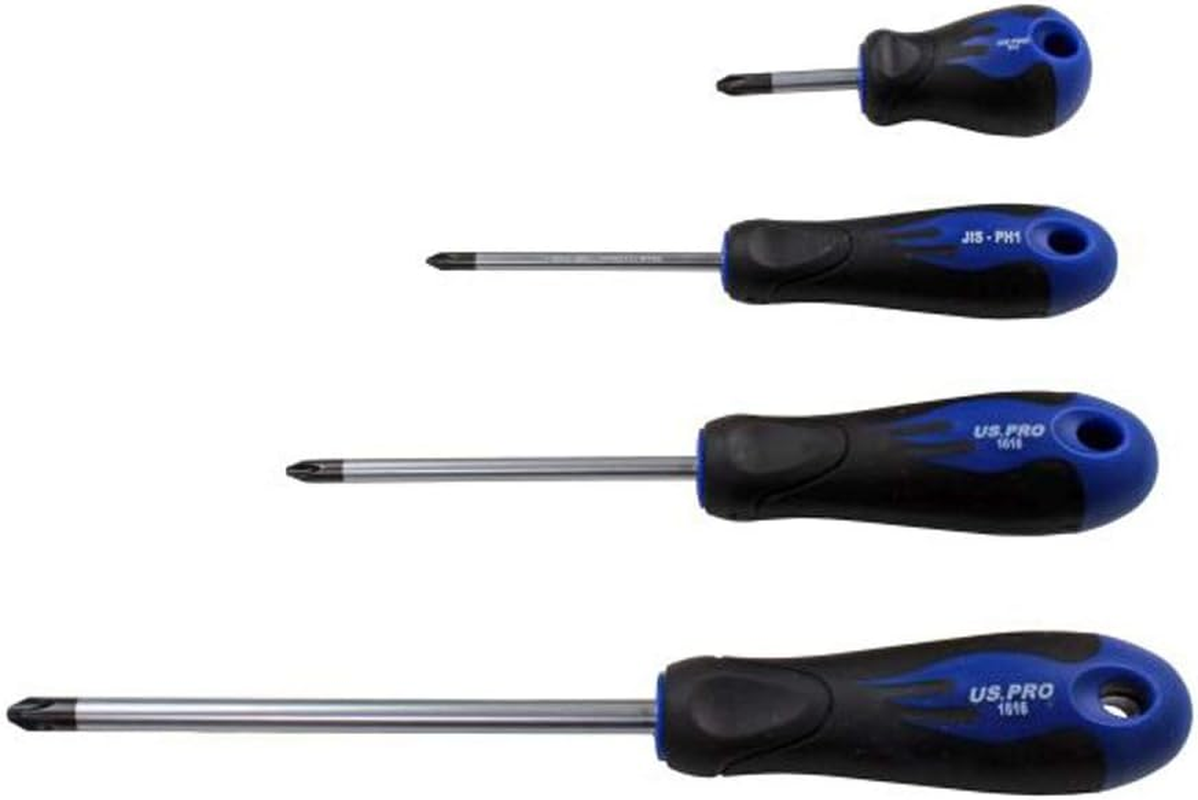 US PRO Tools 4 Piece Japanese Industry Standard Screwdriver Set JIS Ph1,2,3-1616