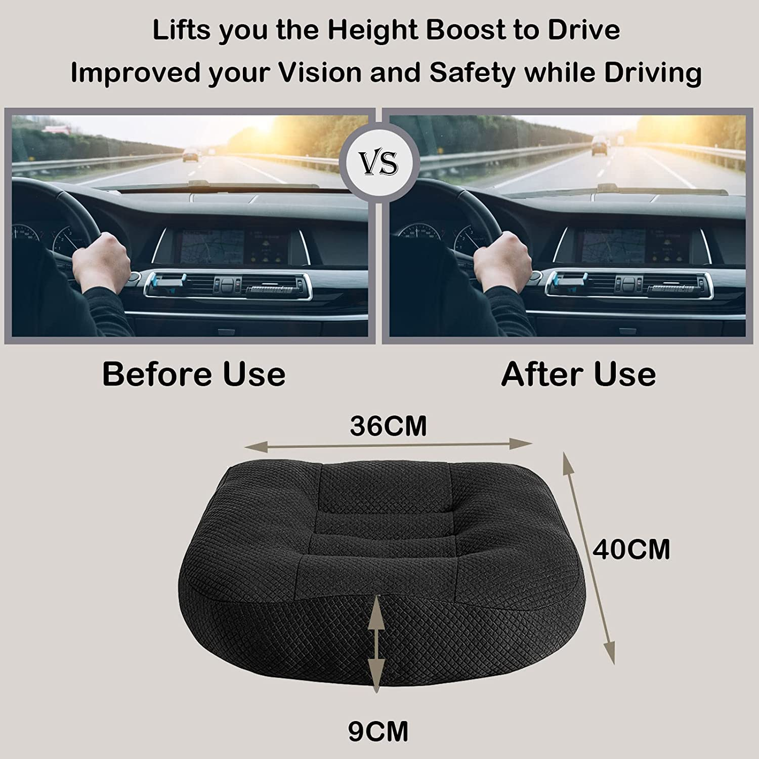 Car Booster Seat Cushion, Office Mat, Car Seat Pad Heightening Height Boost Mat Portable Breathable Mesh, Ideal for Car Office,Home image number 1