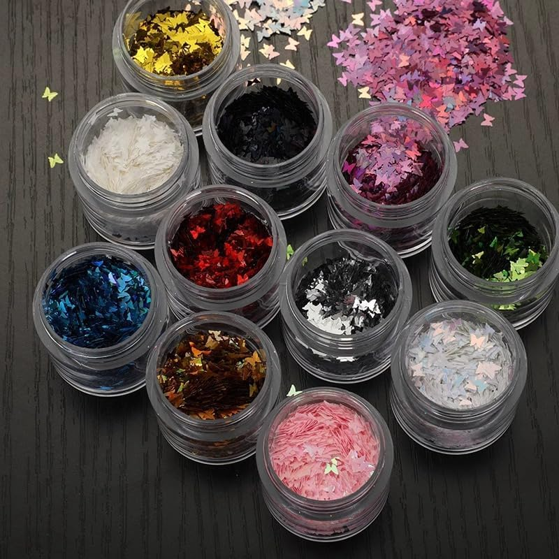 Heart Glitter Confetti 2Mm Heart-Shaped Confetti Laser Sequins for Party Decoration, DIY Crafts, Premium Nail Art (Butterfly, One Size)