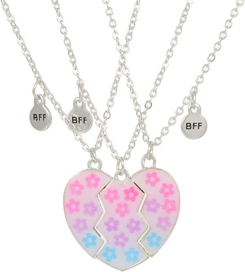 Best Friend Necklaces for 3 Matching Heart Pendant Magnetic Bff Friendship Necklace