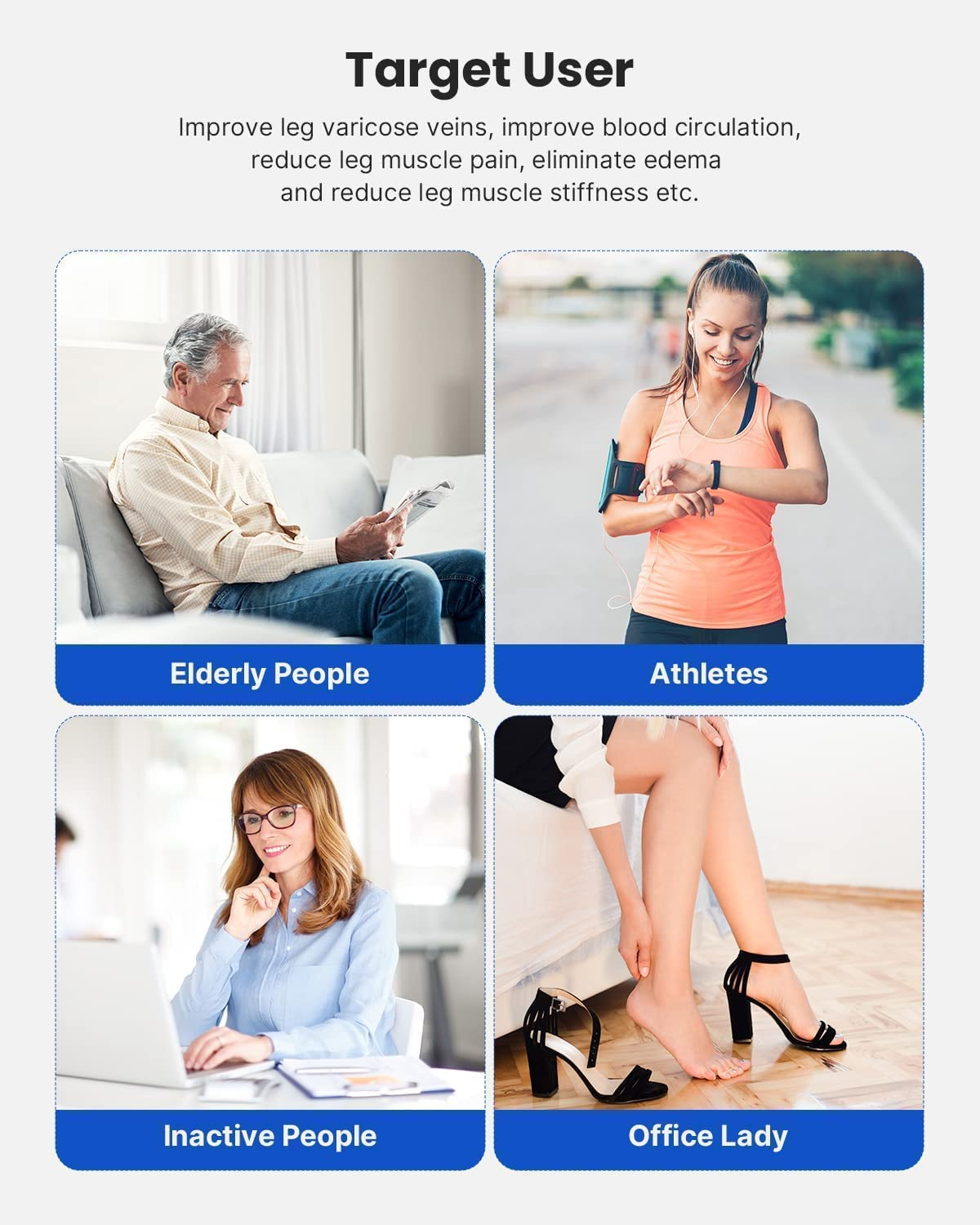 RENPHO Leg Compression Massager for Circulation and Relaxation, Rechargeable Air Compression Foot Calf Massage, Helps for Mother Father Relief Leg Muscle Fatigue image number 5