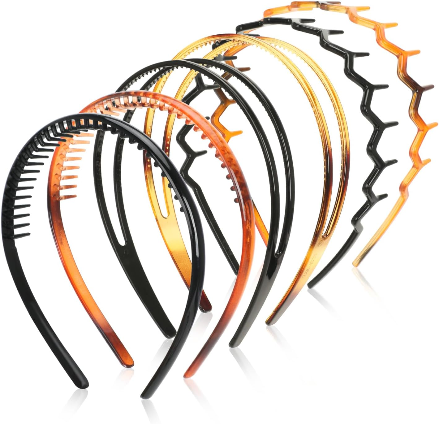 TAIXING Pack of 6 Zigzag Headbands, Shark Tooth Hair Band, Plastic Zag Headbands, 3 Styles Headbands, Women Men, Non-Slip Headbands with Teeth for Daily Wear, Make-Up, Washing, Outdoor image number 2