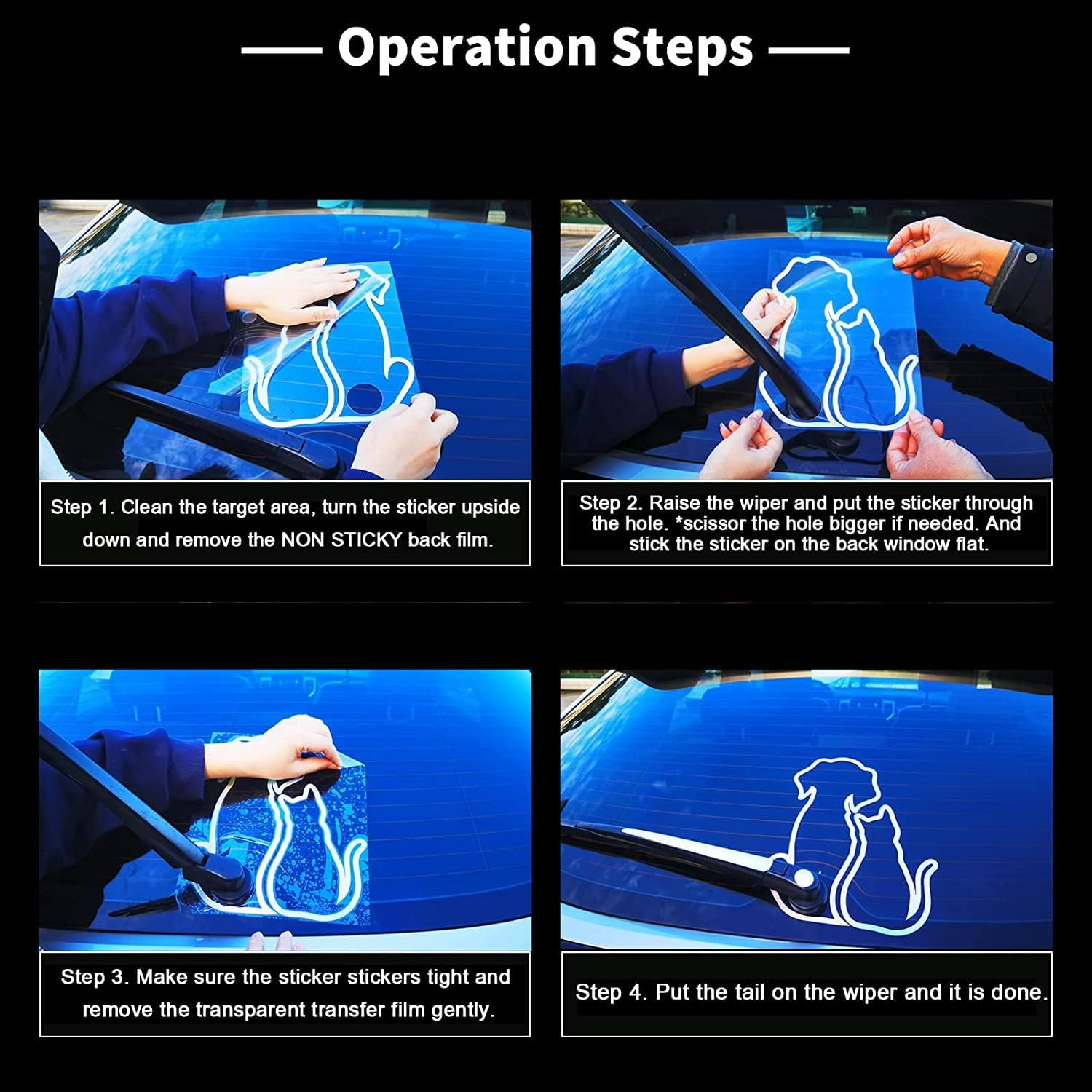 Cute Dog and Cat Rear Wiper Sticker, Nouiroy Funny Puppy and Kitten Waving Tail Decal Stickers Car Rear Window Docoration 3D Art Decal Back Windshield Vinyl Sticker for SUV Rear Wiper (Cat Butterfly Colorful) image number 3