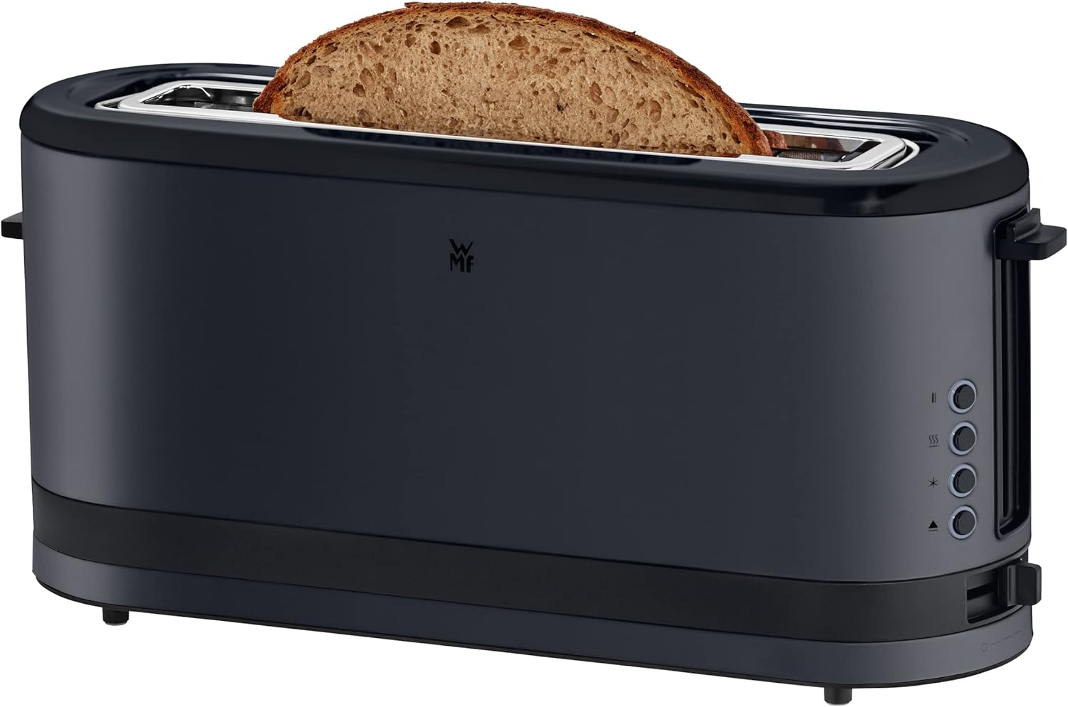 WMF K&uuml;chenminis Long Slot Toaster, Deep Black Design, 2-Slice Toaster, Compact, for 2 XXL Toasts or an Extra Long Bread Slice, High-Quality Stainless Steel Housing, 7 Browning Levels