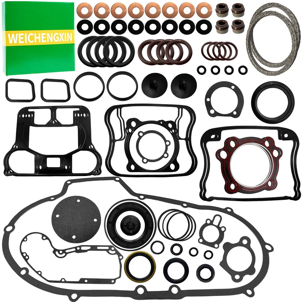 Top End Engine Gasket & Clutch Primary Cover Gasket Kit Compatible with for Sportster Custom Anniversary XL1200C 1200 XL1200 Sport XL1200S XLH1200 XLH1200C image number 2