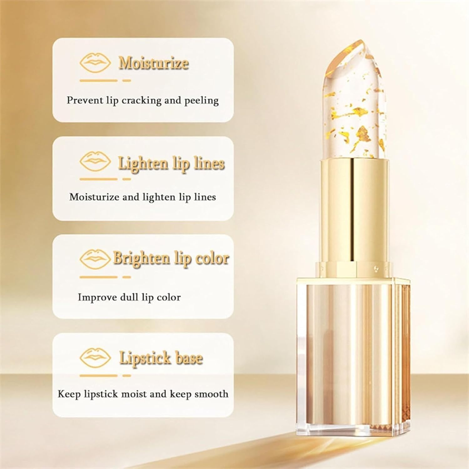 Levora Color Changing Lipstick, Transferproof Color Changing Lipstick, Transparente Transferproof Gold Crystal Color Changing Lip Stick, Long Lasting 24 Hours, Deep Nourishment (3) image number 4