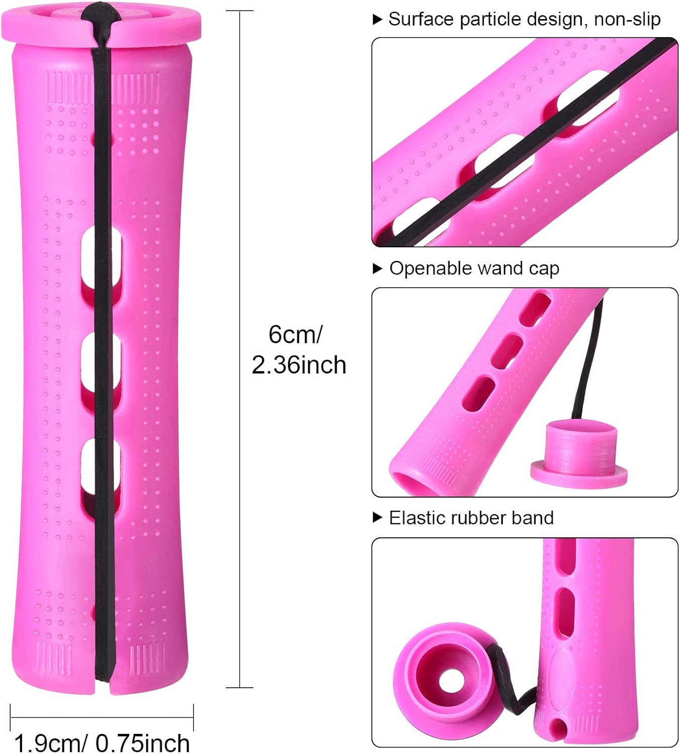 60 Pcs Short Perm Rods Natural Hair Perm Rods with Elastic Rubber Band Non Slip Plastic Perming Cold Wave Kit for Women Hairdressing Styling Tool(0.75 Inch,Purple)