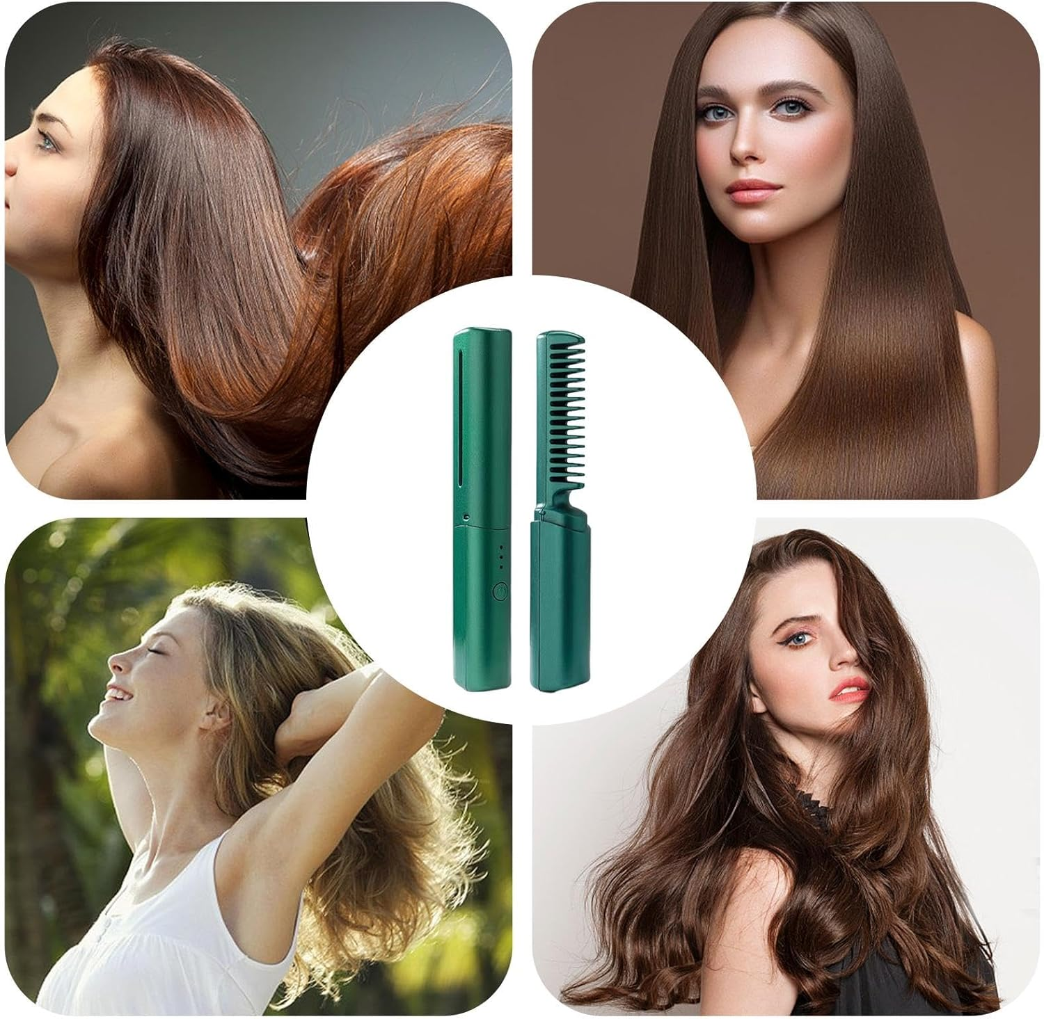 Rechargeable Quick Straightening Brush, Travel Friendly Fast Hair Straightener, Cordless Electric Hairbrush, Lightweight Heated Hairbrush, 3.5Cm/1.37In X 18.5Cm 7.28In for Women image number 5