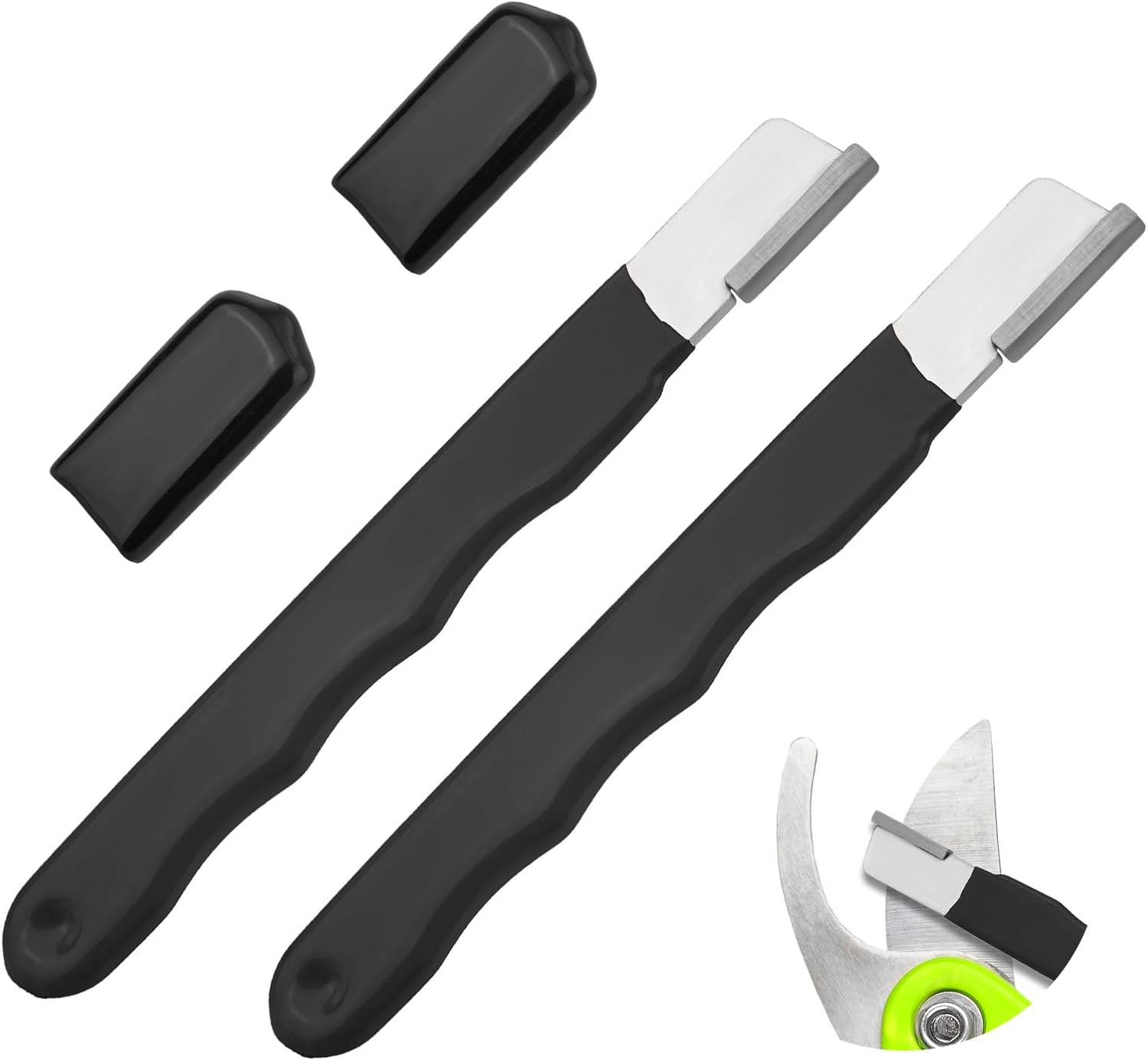 2 Pieces Gardening Tool Sharpener, Multi-Use Sharpener Portable Pocket Blade Sharpener for Pruning Shears Axes Sickles Fence Shears (Black and Red)