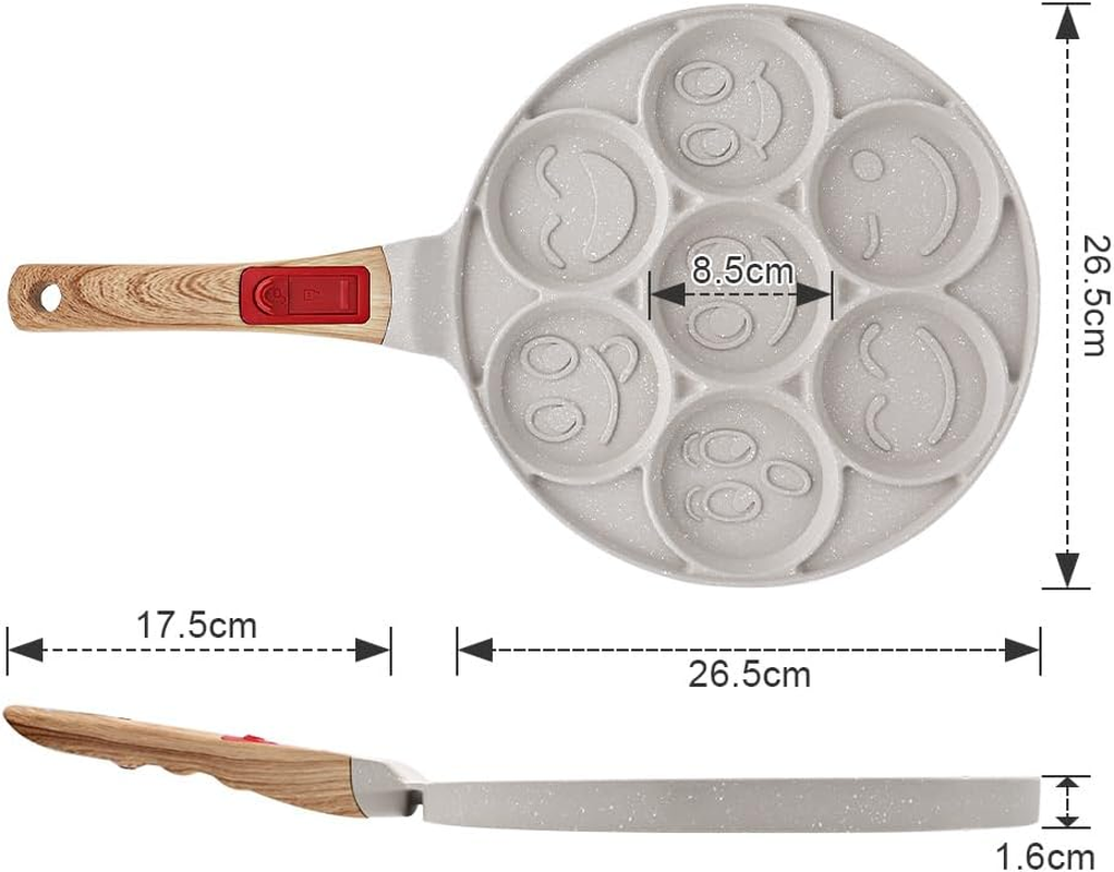 RANX INGST Pancake Pan 7 Holes, Non Stick Mini Crepe Pan with Detachable Handle, Pancake Mold for Kids, Oven Safe, White image number 5