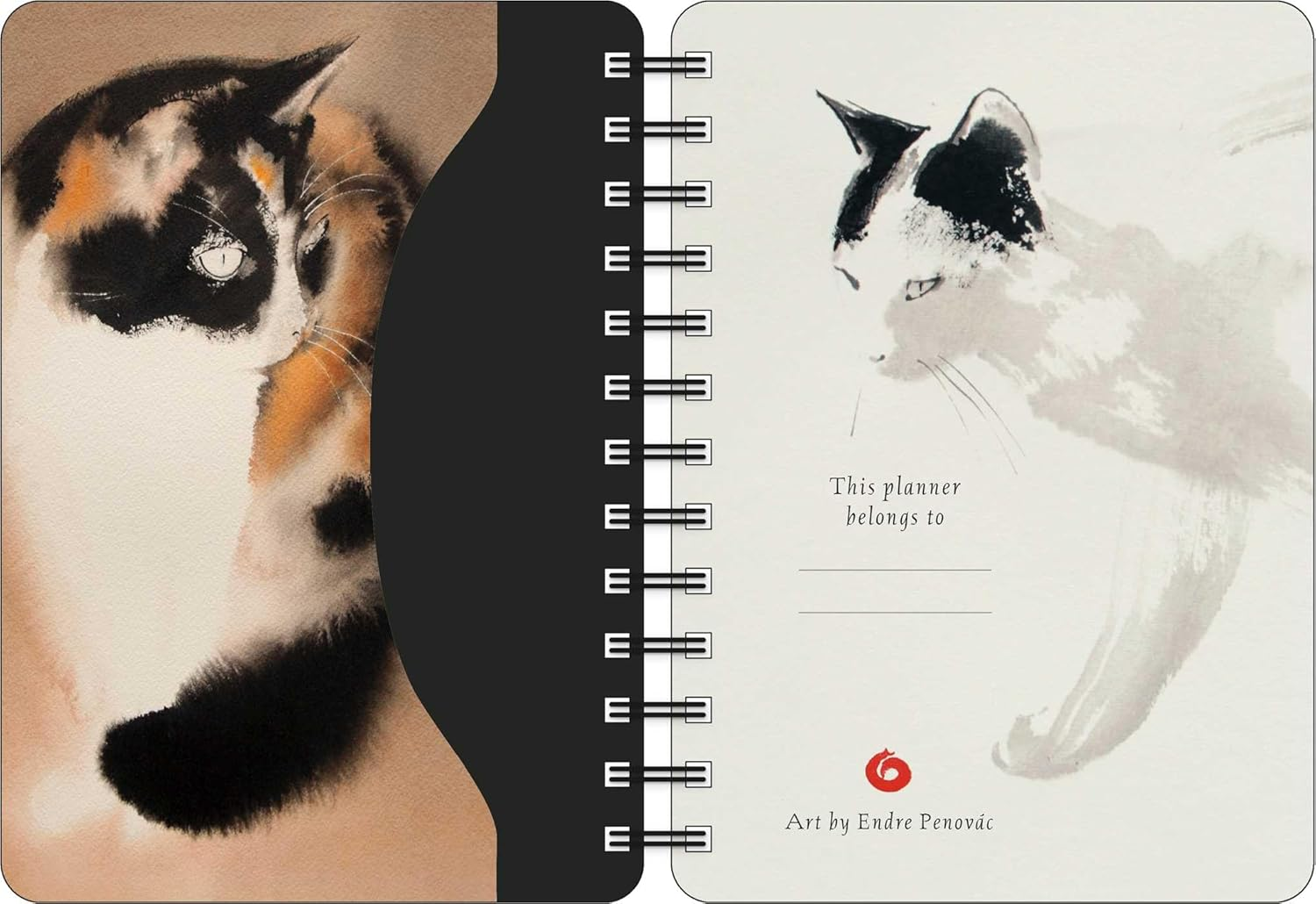 The Artful Cat 2025 Weekly Planner Calendar: Brush and Ink Watercolor Paintings by Endre Penov&agrave;c image number 5
