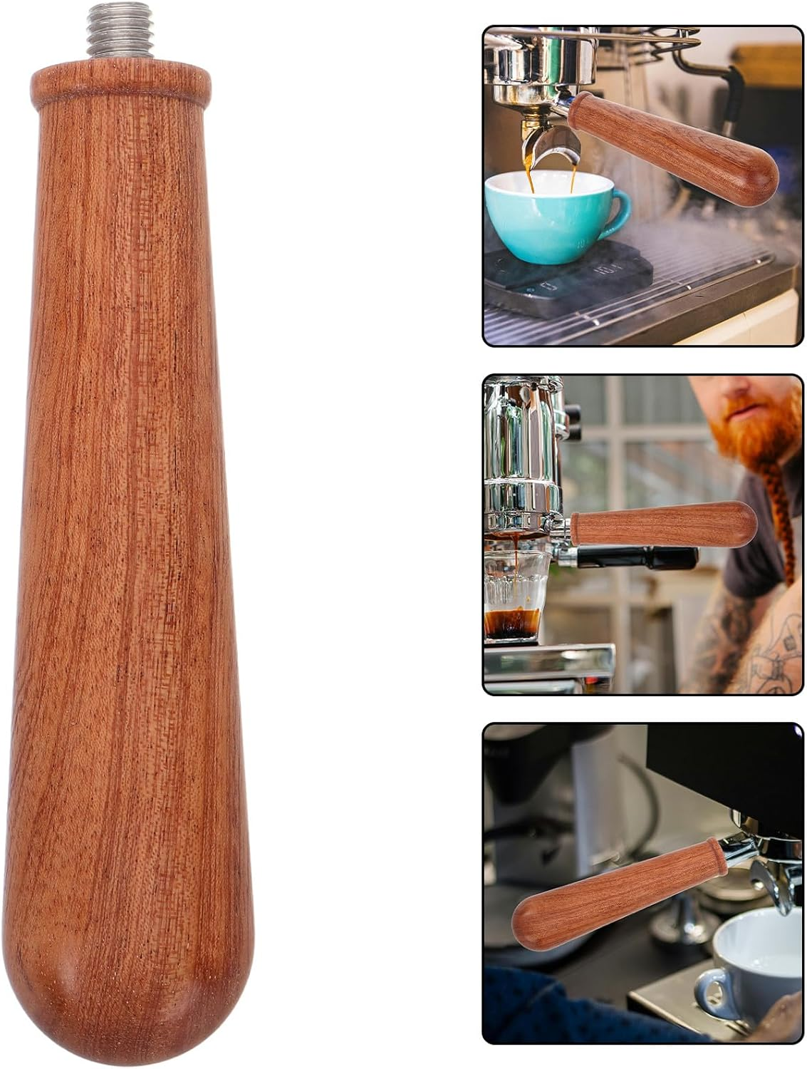 Jojofuny Bottomless Portafilter Handle M10 Coffee Machine Replacement Part with Rosewood Wooden Grip Espresso Machine Accessories for Manual Home Brewing image number 3
