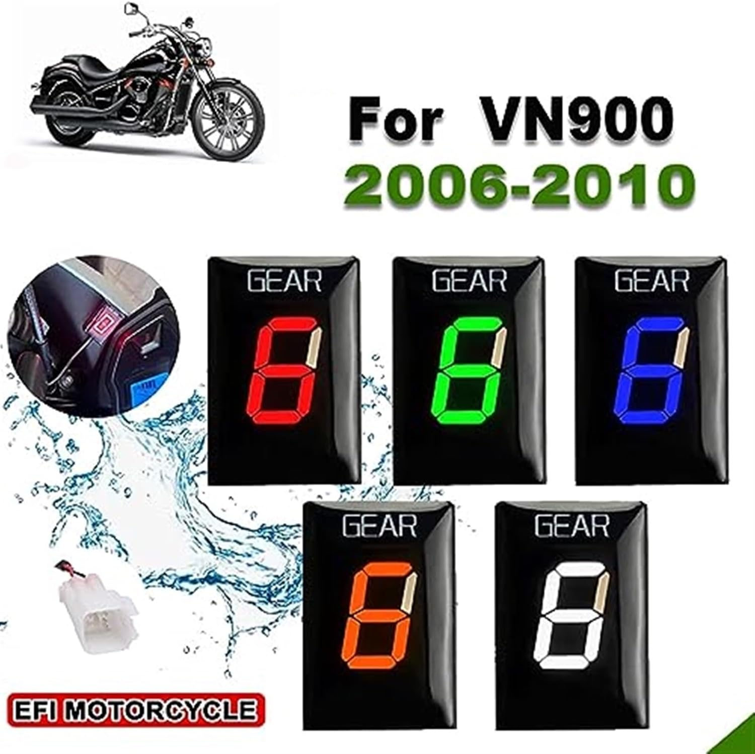 Motorcycle Accessories Gear Indicator, for VN900 VN 900 2006 2007-2010 Light 1-6 Gear Display Speed Indicator Meter Motorcycle Gear Indicator(Black Red) image number 5