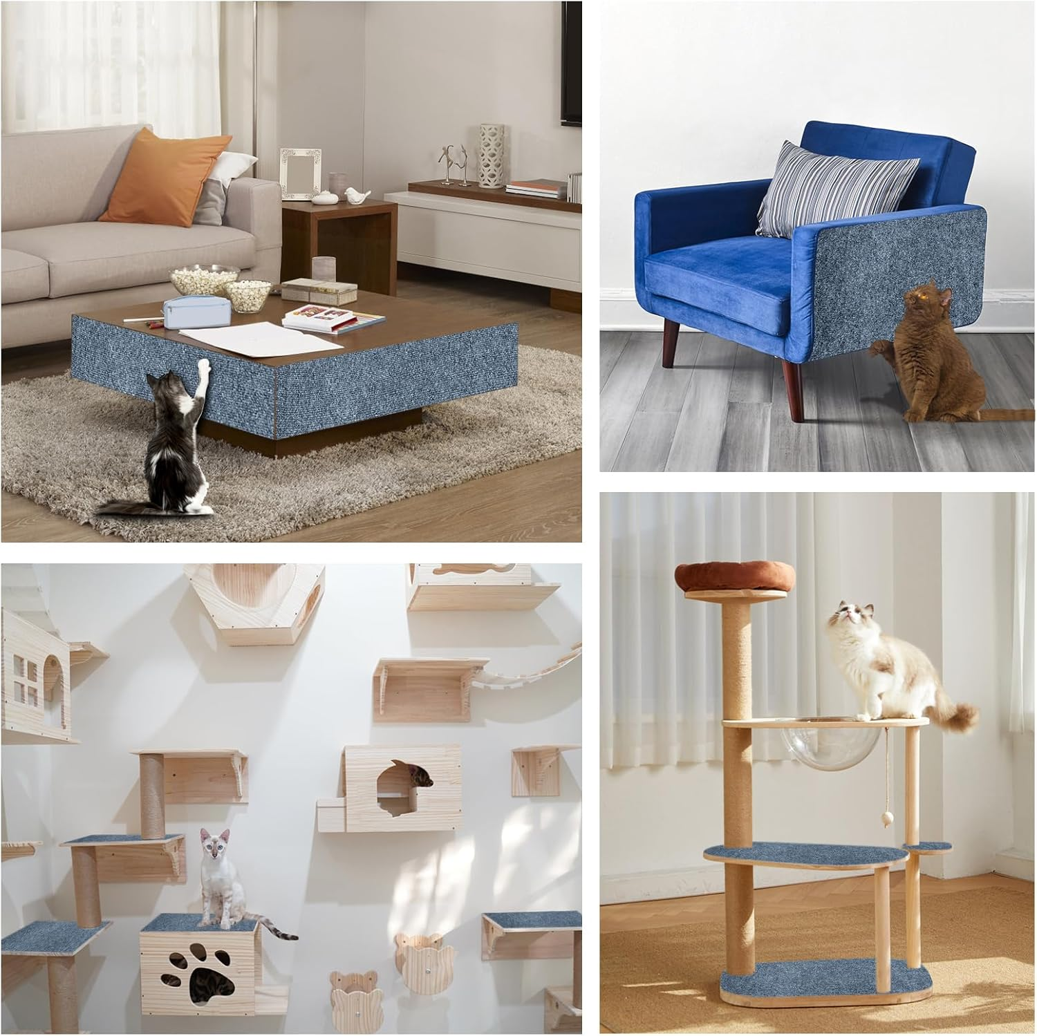 Draupnir Self-Adhesive Scratching Mat, 40 Cm X 300 Cm, Cat Scratching Mat, Trimmable Scratching Mat, Cat Wall, DIY Climbing Cat Scratcher with 20 Screws for Cat Tree Shelves, Furniture, Couch, Wall, - Grey image number 4