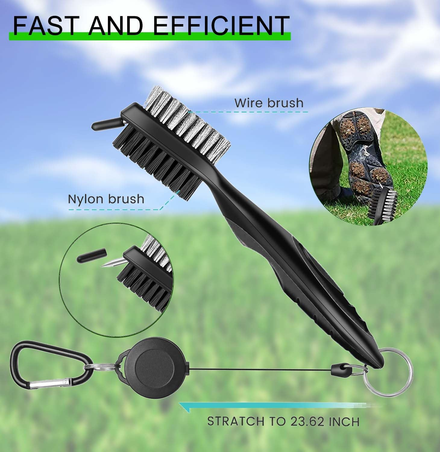 Golf Clean Tool 7 Set,Golf Towel and Brush Golf Club Brush Golf Ball Alignment Kit Divot Repair Tool Golf Ball & Tee Holder Suitable for Golf Lovers Golf Bag Accessories image number 2