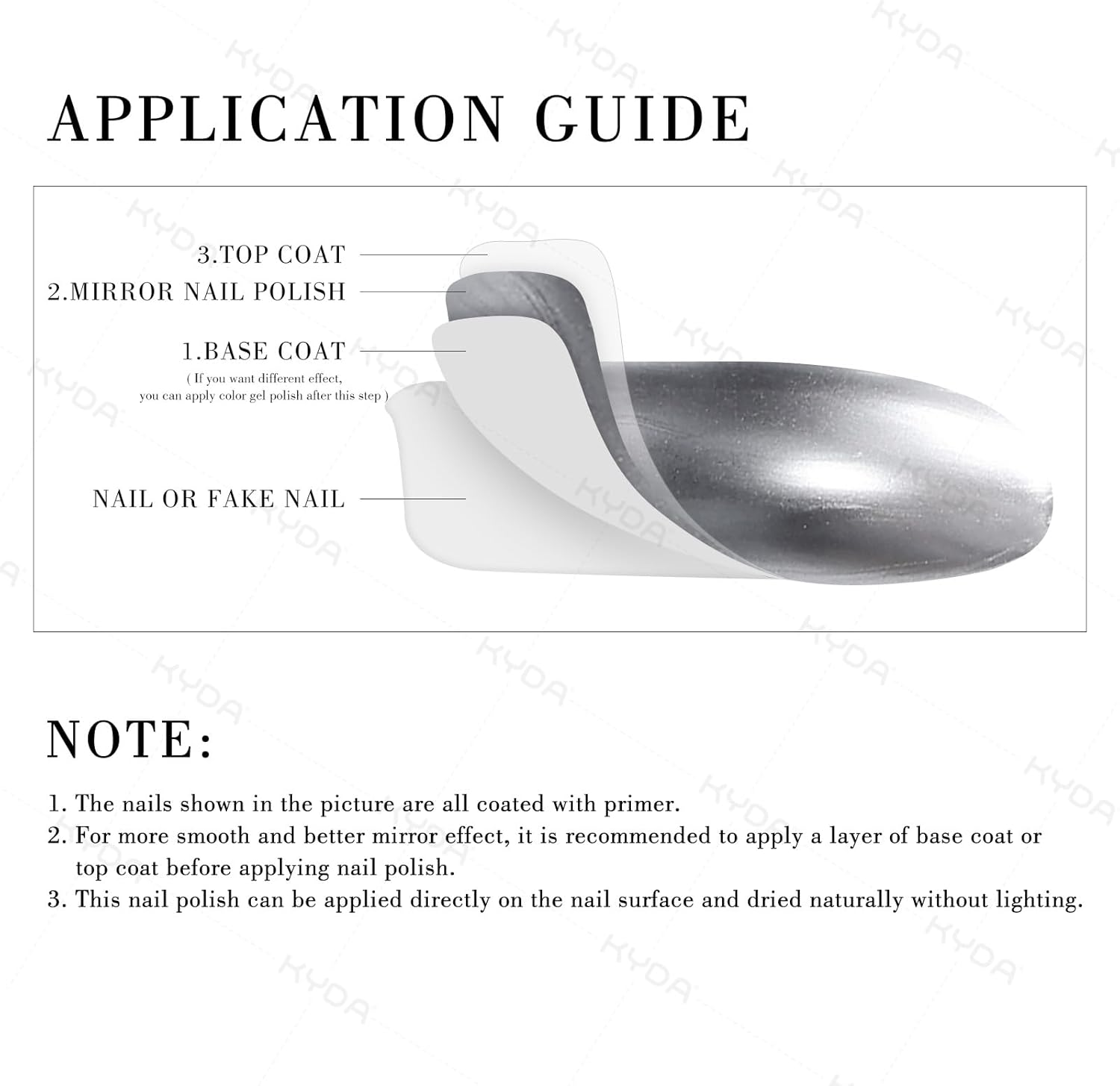 KYDA 18Ml Gold Mirror Nail Polish, Bright Glossy Mirror Polish for Nails Art, Longlasting Shine Metallic Effect Nails Art, Gorgeous Reflective Manicure Nail Lacquers-Silver, 0.61 Fl Oz