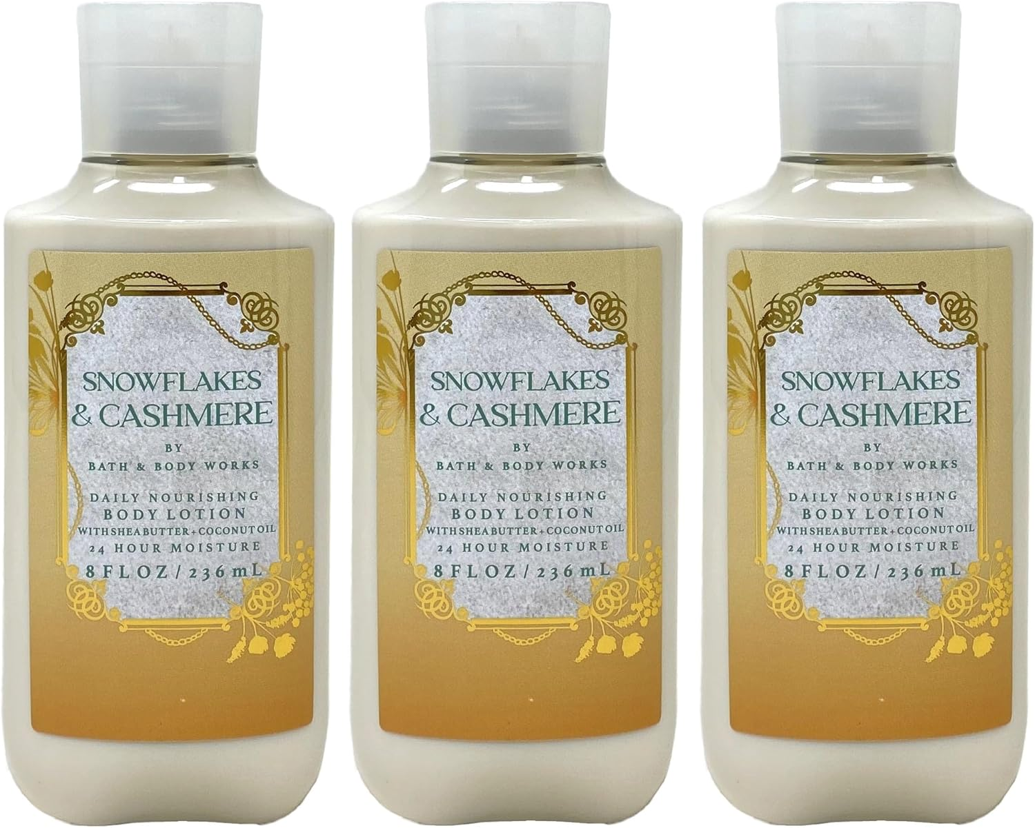 Lot of 3 Bath & Body Works Snowflakes & Cashmere Shea & Vitamin E Body Lotion 240Ml Each