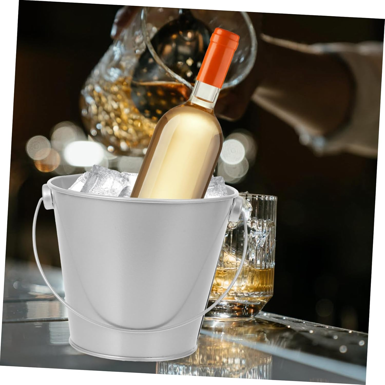 Alipis 3Pcs Portable Iron Keg Small Tin Bucket Lid Metal Gardening Bucket Metal Pail for Party Decor Rustic Tin Pitcher Plant Container image number 3