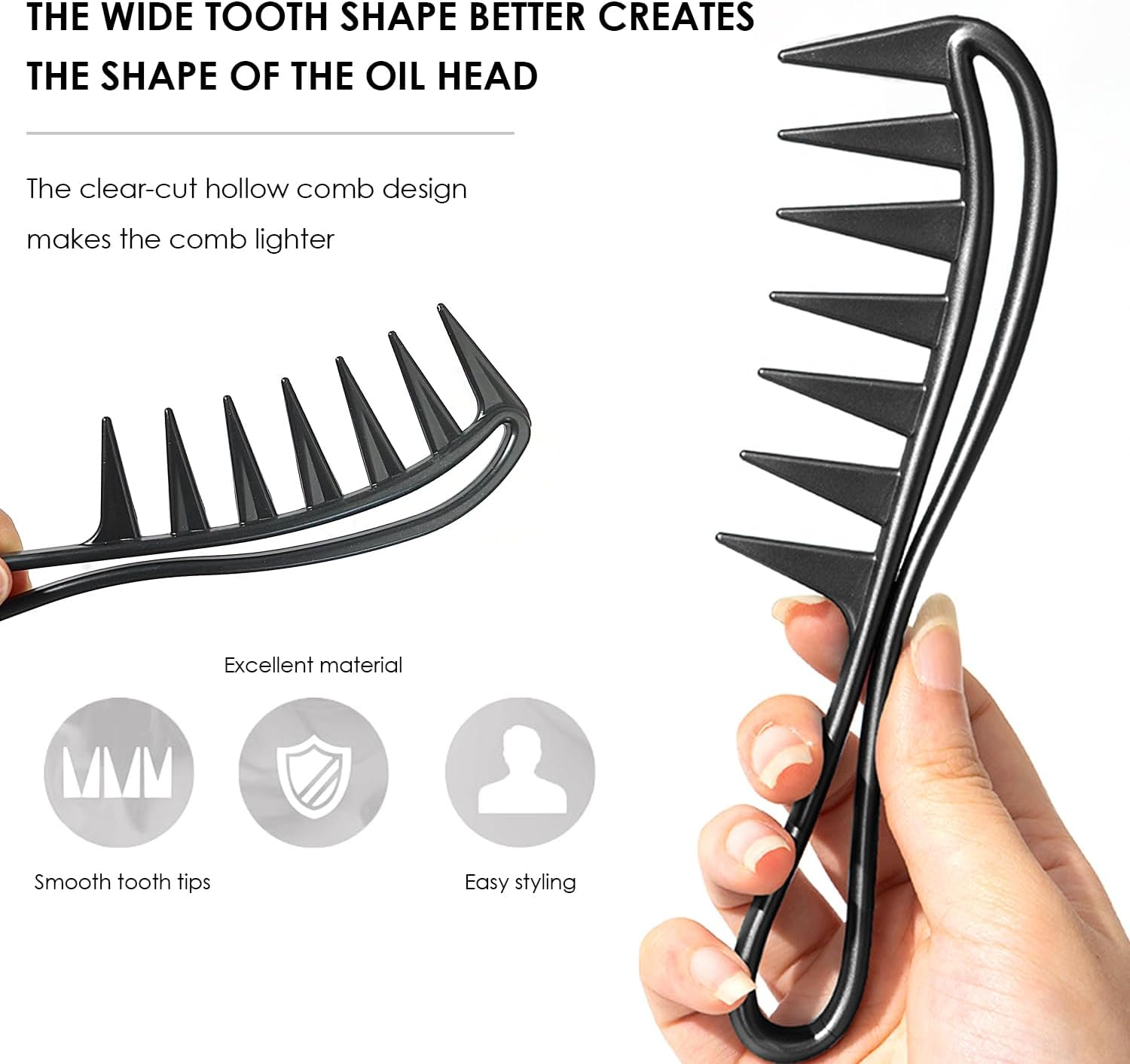 5 Black Hairdressing Comb Sets, High Temperature Resistant Wide Tooth Comb, Antistatic Hairdressing Comb, Special Tools for Creating Hairstyles image number 4