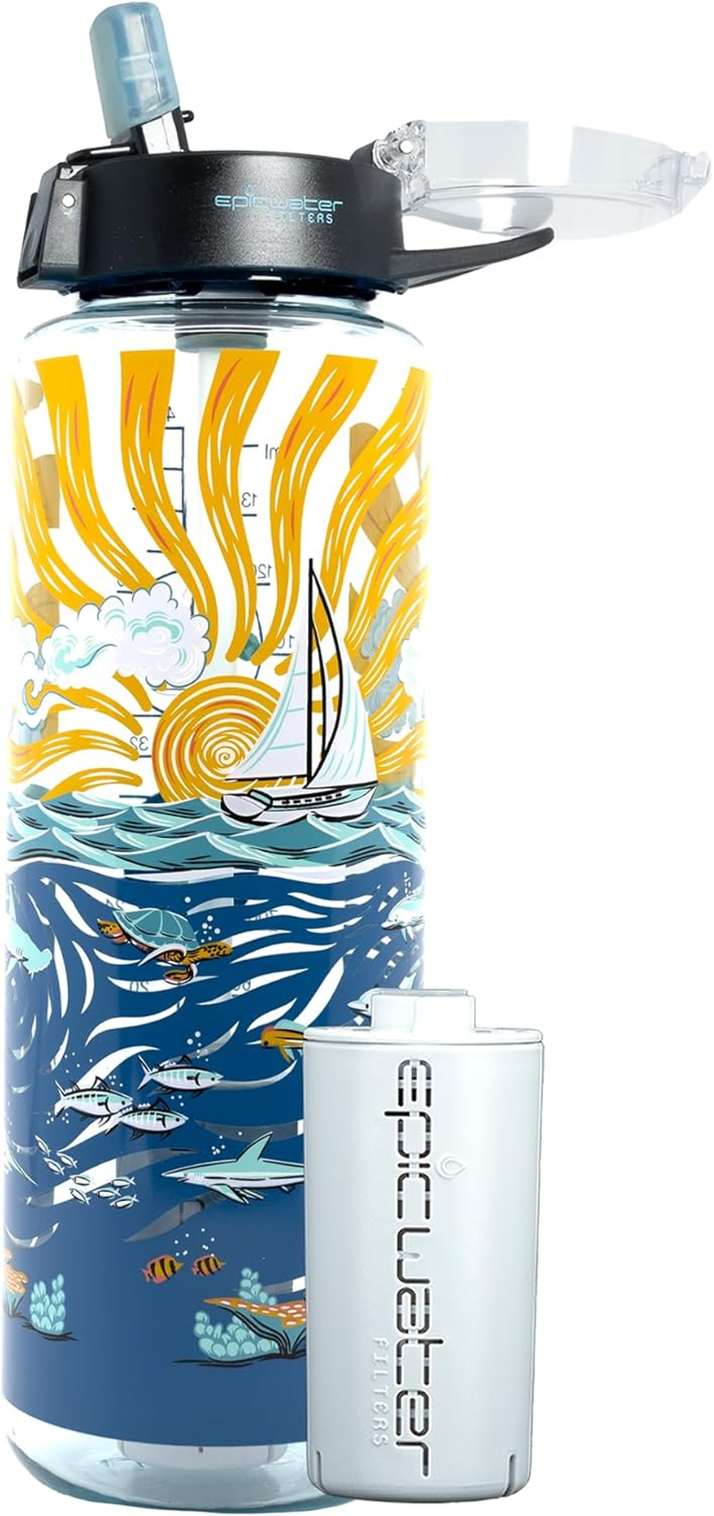 Epic Water Filters Nalgene OG Water Bottle with Filter, USA Made, BPA Free, Removes 99.99% Tap Water Contaminants, Forever Chemicals, Sailing One Life Art, 48 Oz image number 7