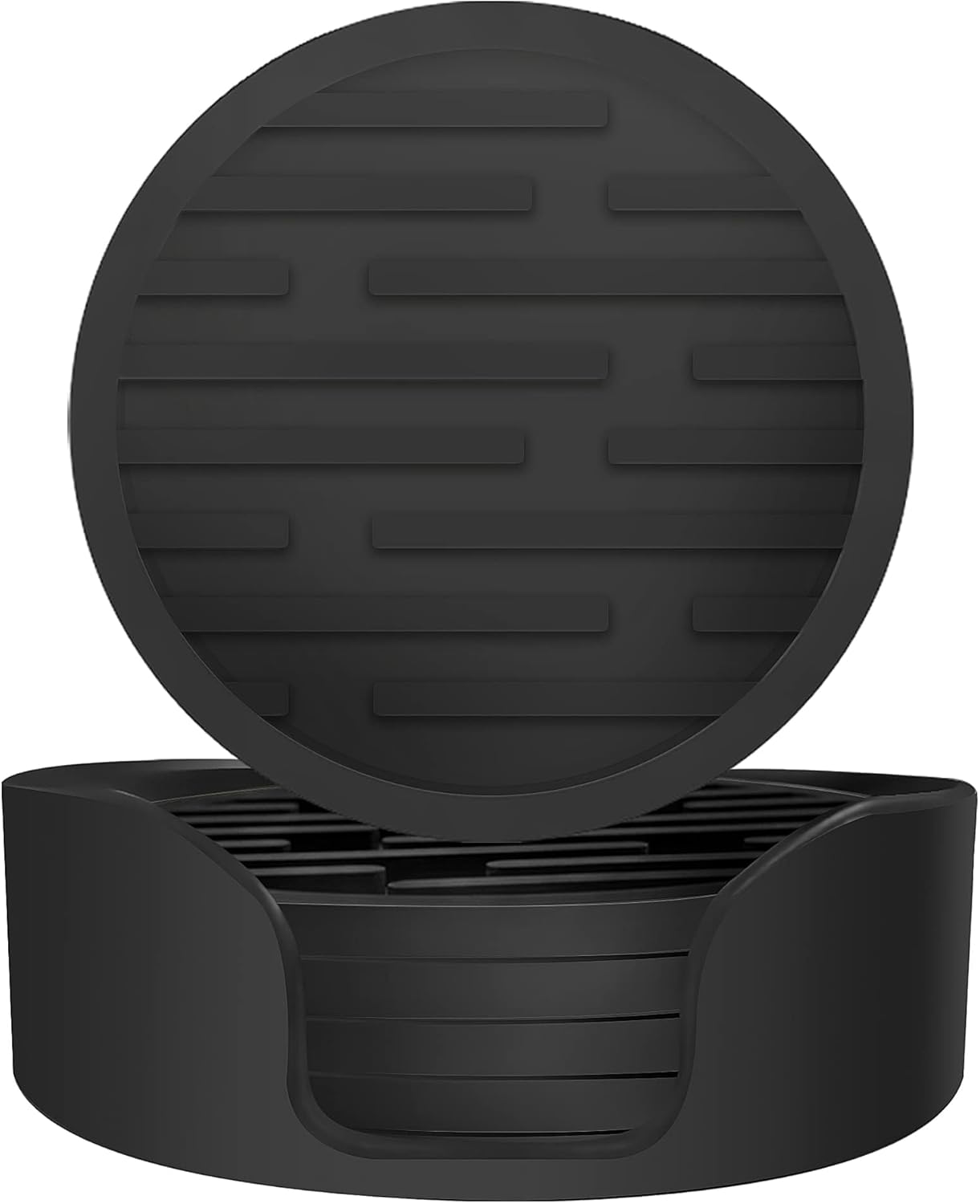 Coasters for Drinks Set of 6,Silicone Coasters for Coffee Table with Holder,Thickened,Easy to Clean,Non-Slip for Wooden Table,Bar,Fits Any Size of Cup (Marble Pattern)