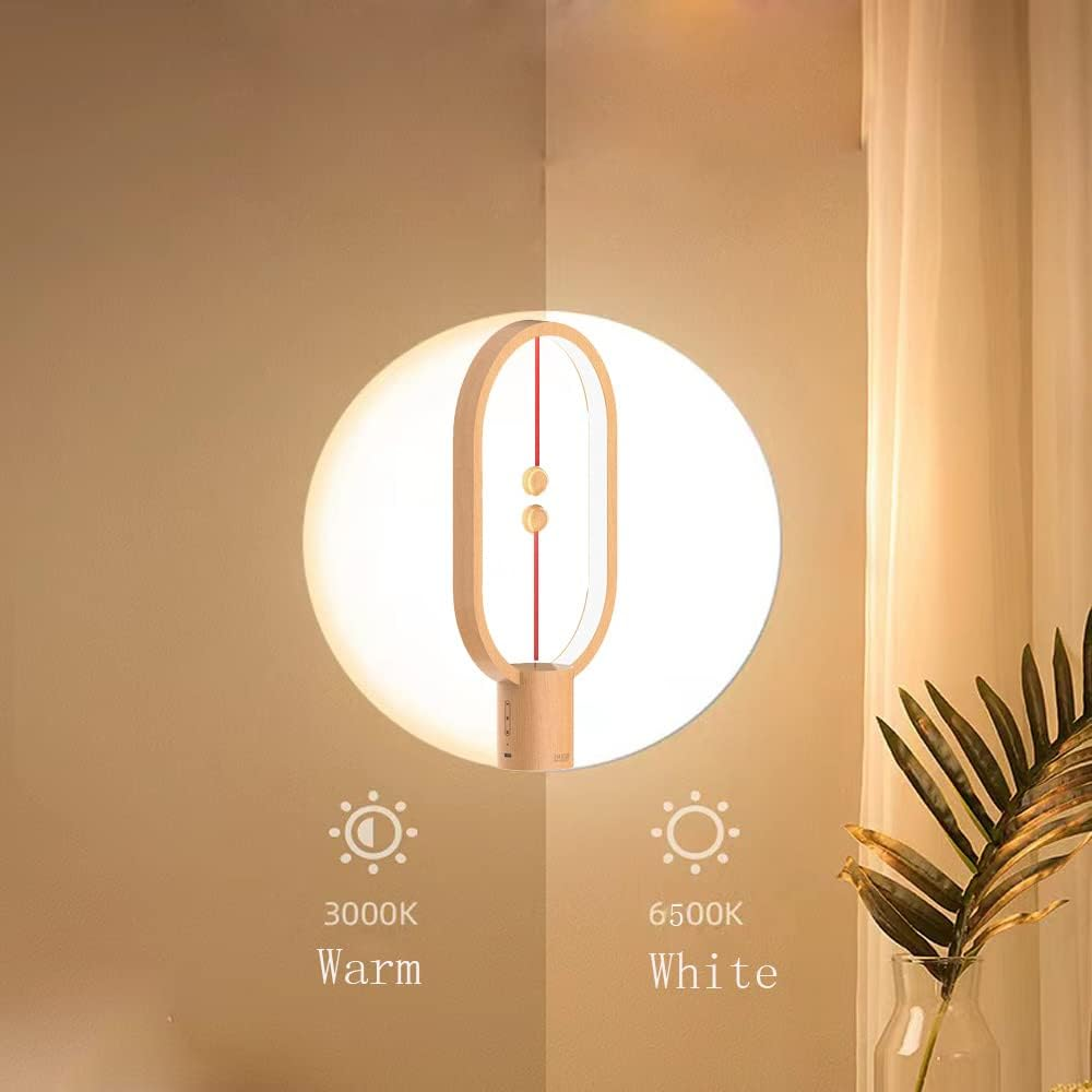 Heng Balance Lamp,Creative Smart Balance Magnetic Switch LED Table Lamp,Usb Powered Rechargered LED Table Lamp Desk Lamp for Home,Office (Wood) image number 4